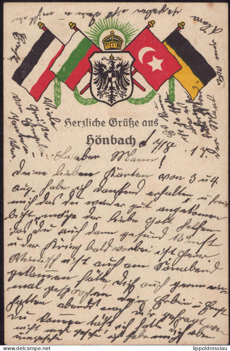 Gest. O-6401 Hönbach Patriotische Grüße, Feldpost 1917 - Sonneberg