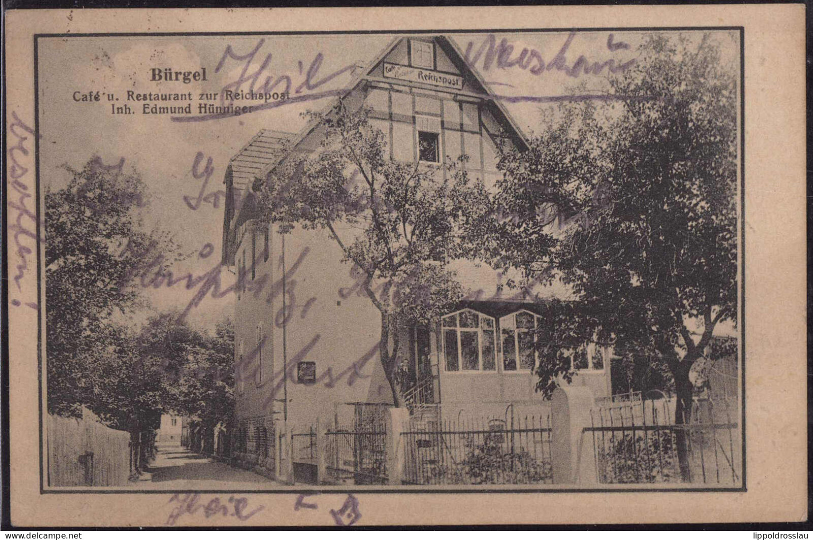 Gest. O-6522 Bürgel Gasthaus Zur Reichspost 1925 - Eisenberg
