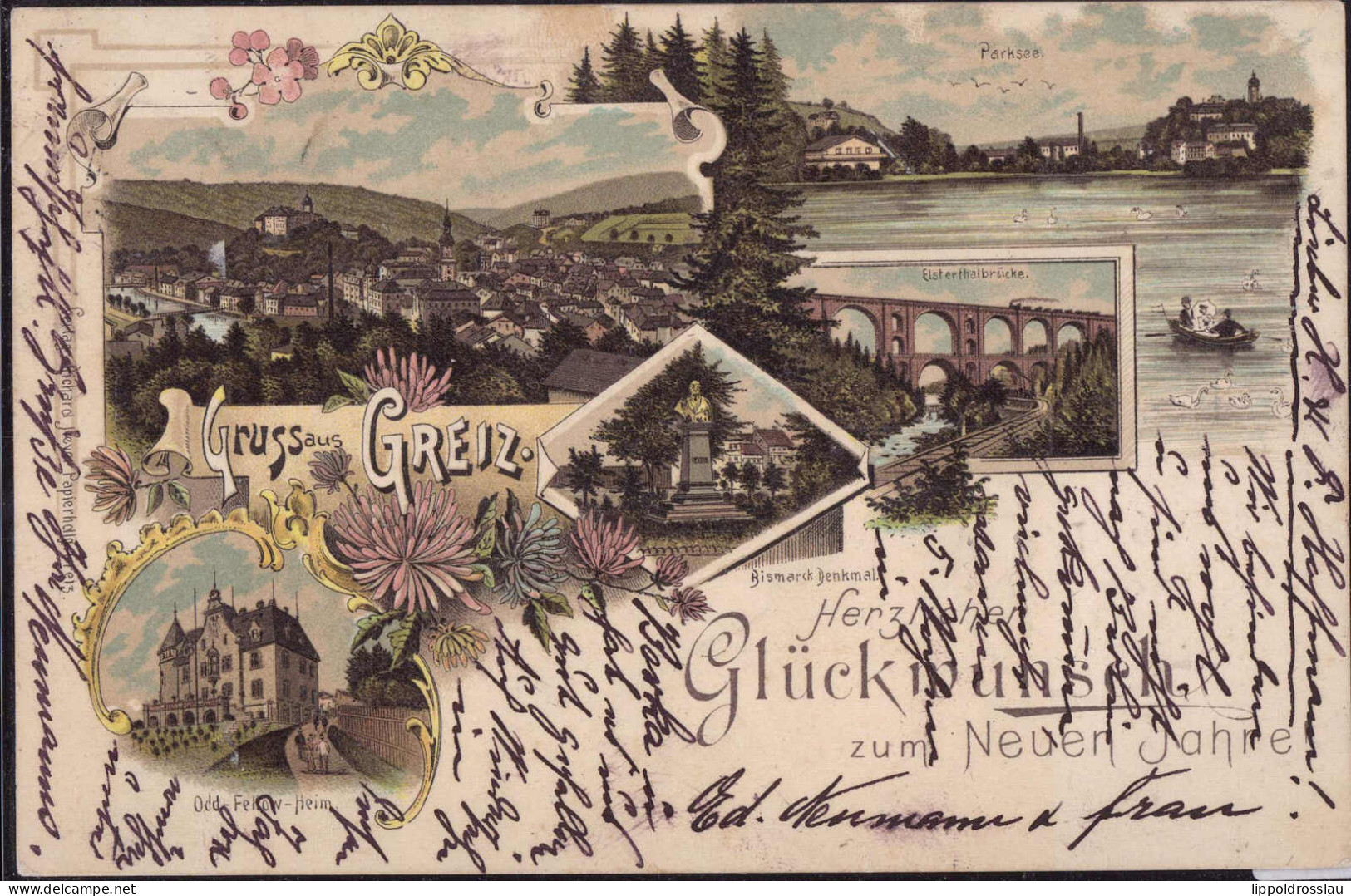 Gest. O-6600 Greiz Elsterthalbrücke Blick Zum Ort 1897 - Greiz