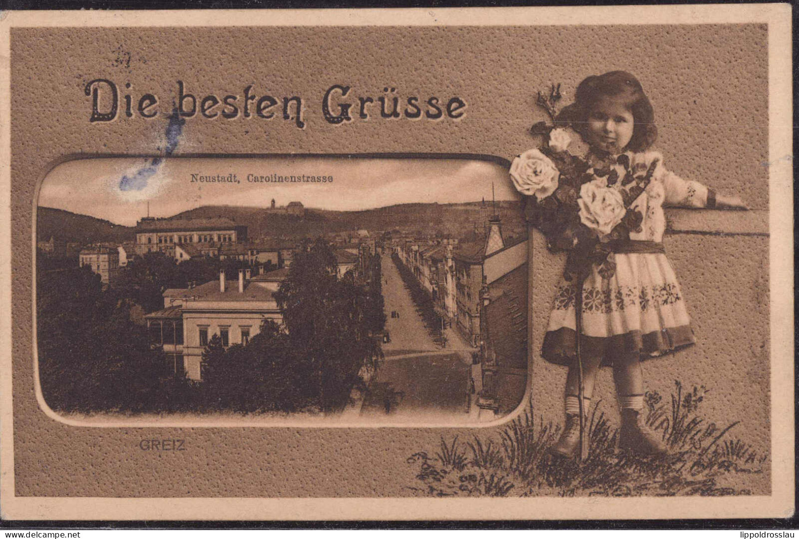 Gest. O-6600 Greiz Neustadt Carolinenstraße 1906, Tintenfleck - Greiz