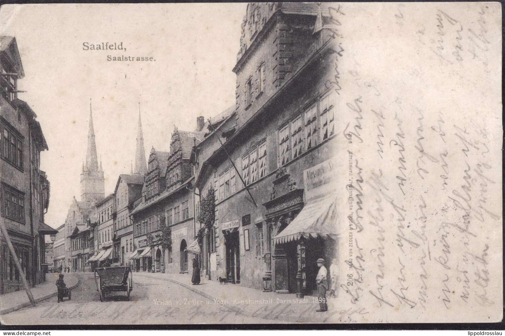 Gest. O-6800 Saalfeld Saalstraße 1907, Briefmarke Entfernt - Saalfeld