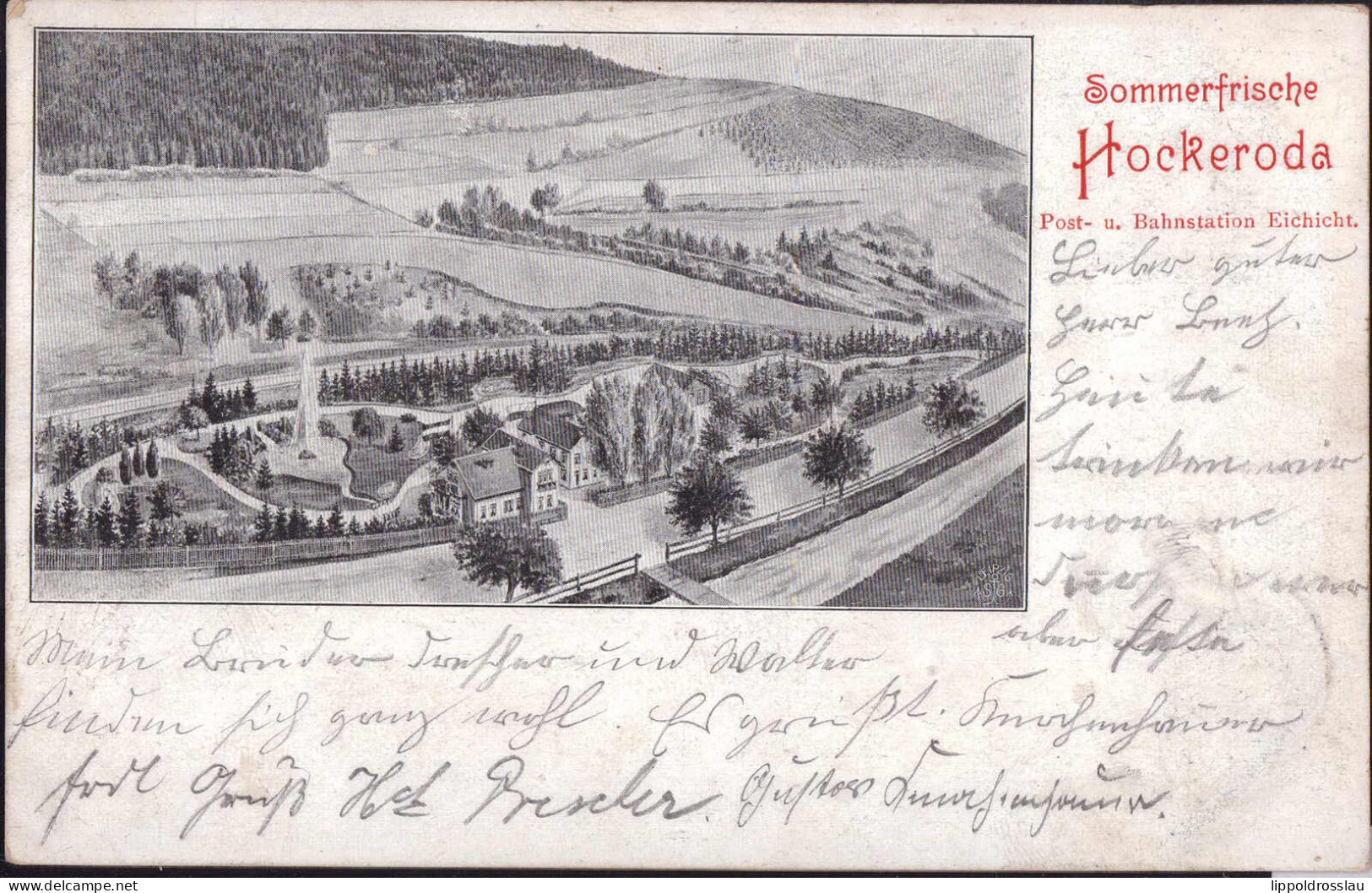 Gest. O-6801 Hockeroda Blick Zum Ort Bahnhof 1901 - Saalfeld