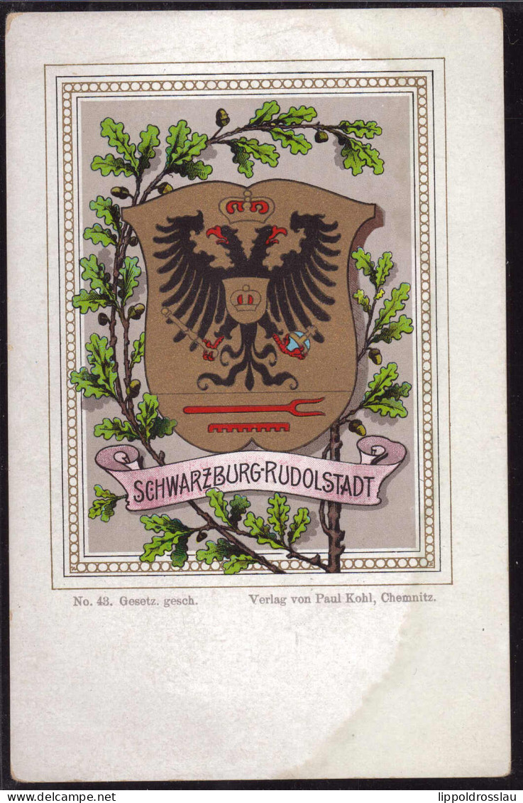 * O-6820 Schwarzburg-Rudolstadt Wappenkarte Kohl No. 43, Min. Best. - Rudolstadt