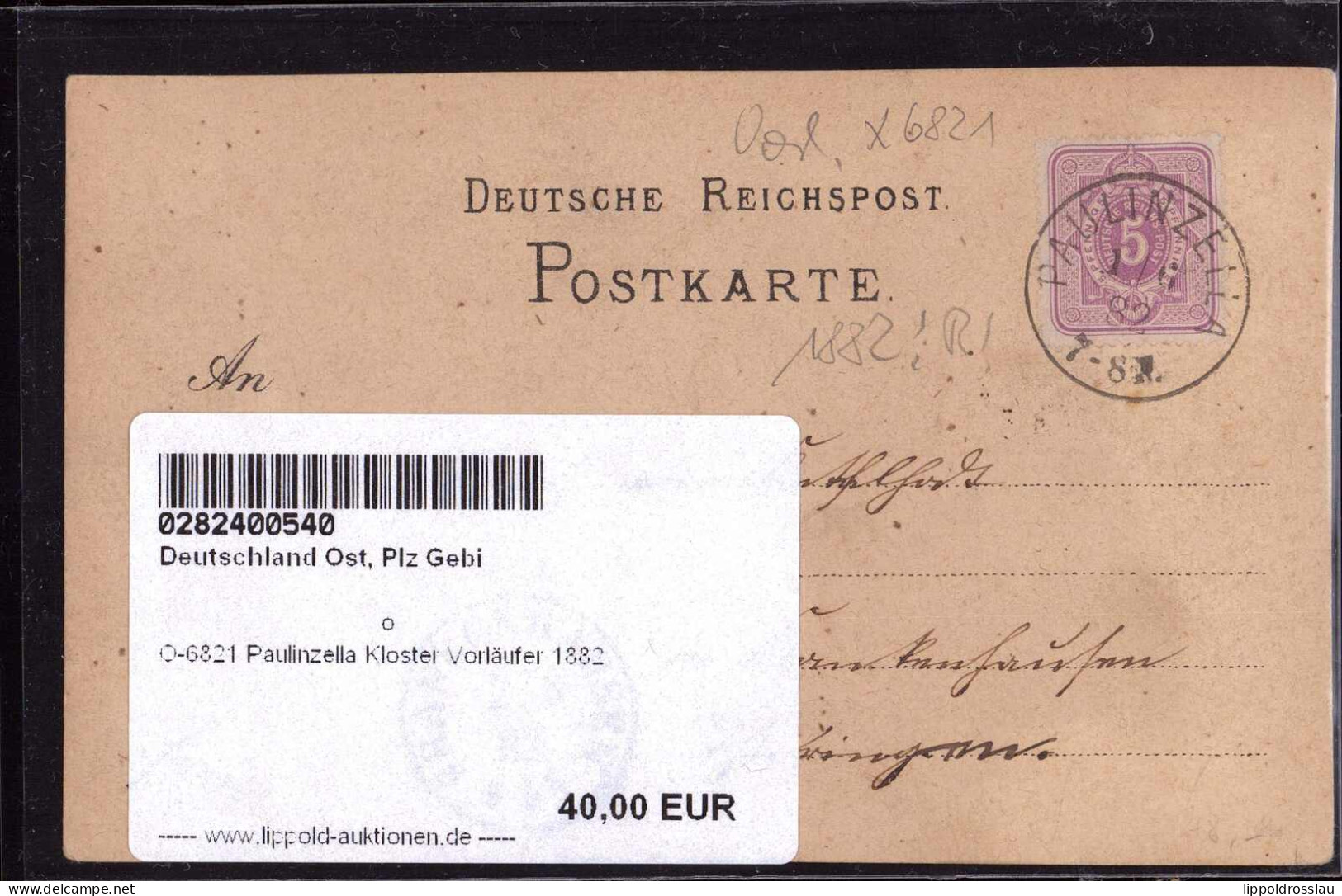 Gest. O-6821 Paulinzella Kloster Vorläufer 1882 - Rudolstadt
