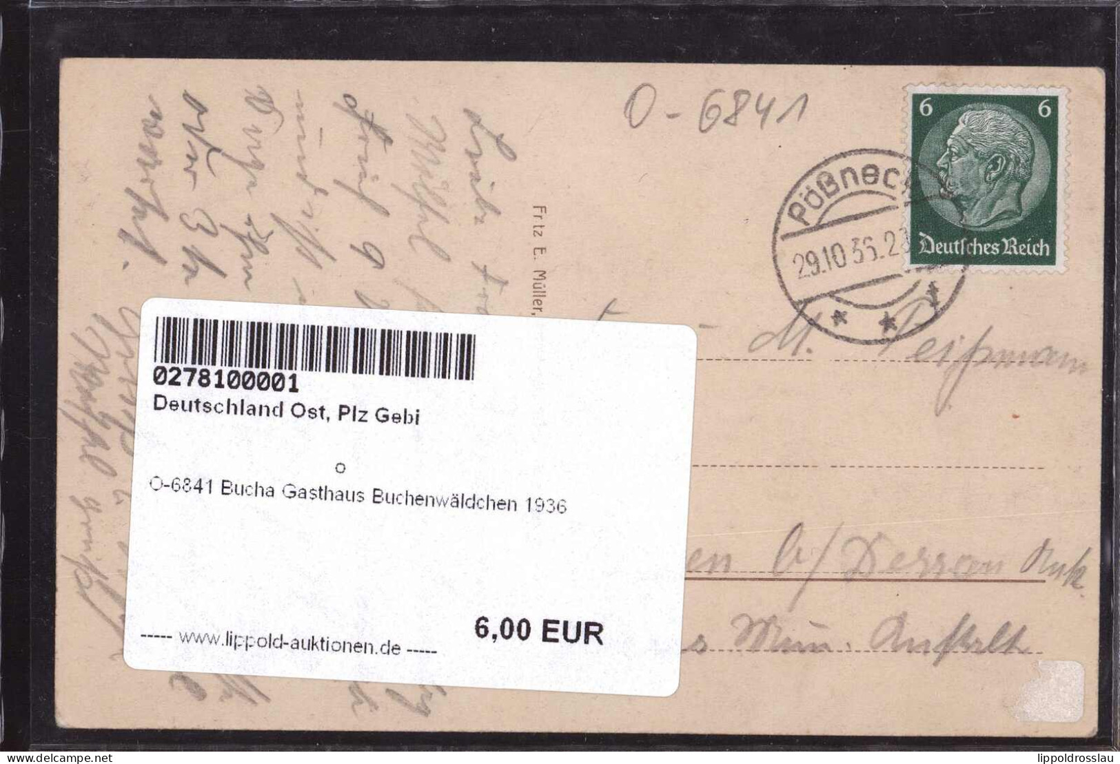 Gest. O-6841 Bucha Gasthaus Buchenwäldchen 1936 - Poessneck
