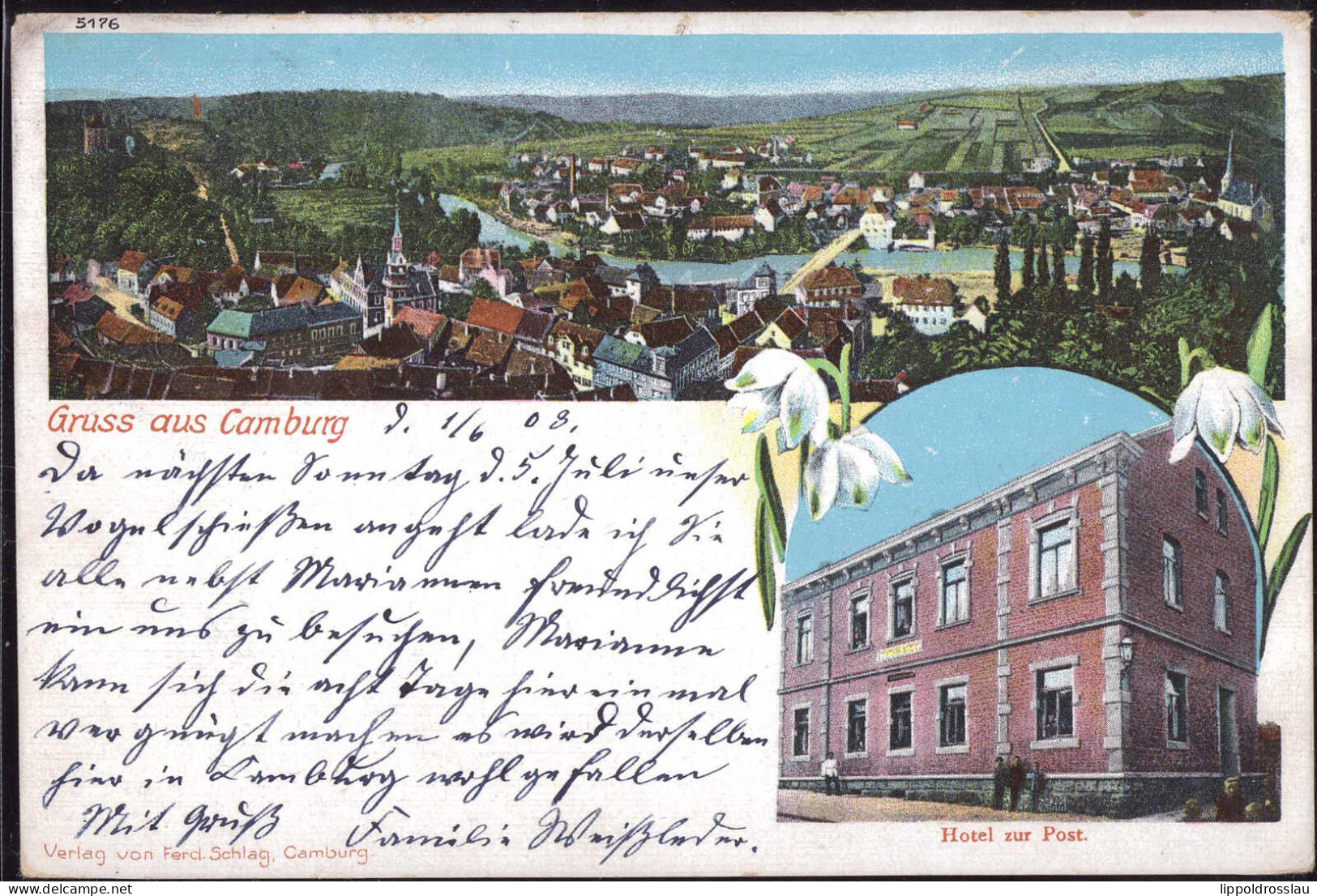 Gest. O-6903 Camburg Hotel Gasthaus Zur Post 1908 - Jena