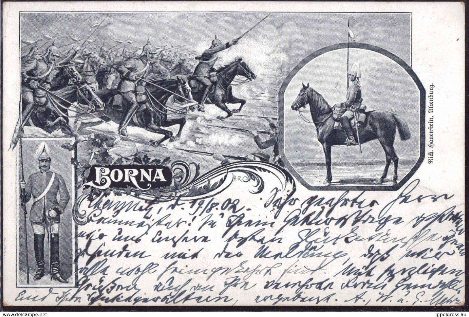 Gest. O-7200 Borna Dragoner-Regiment 1902 - Borna