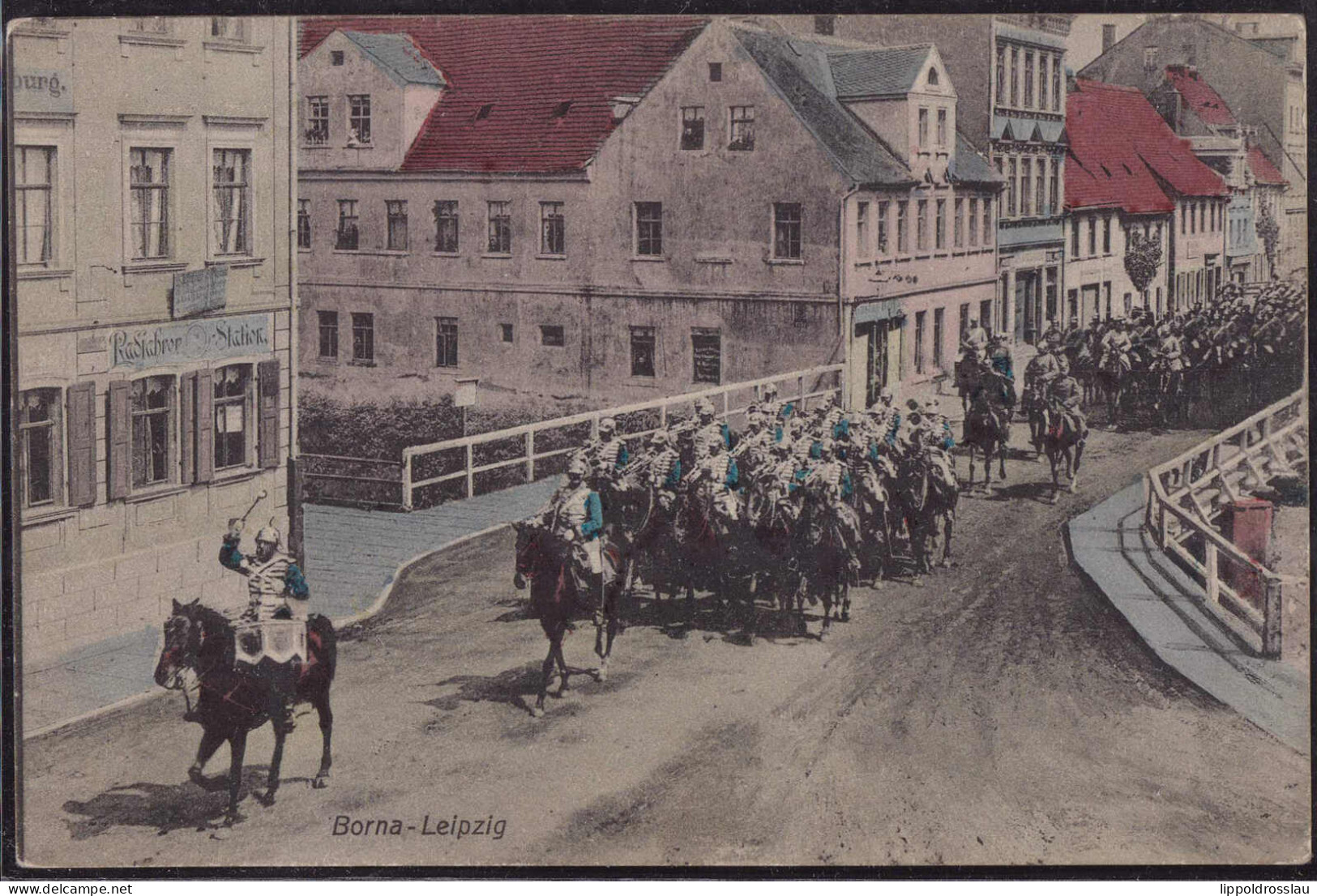 Gest. O-7200 Borna Dragoner-Regiment Zieht Durch Die Stadt 1908 - Borna