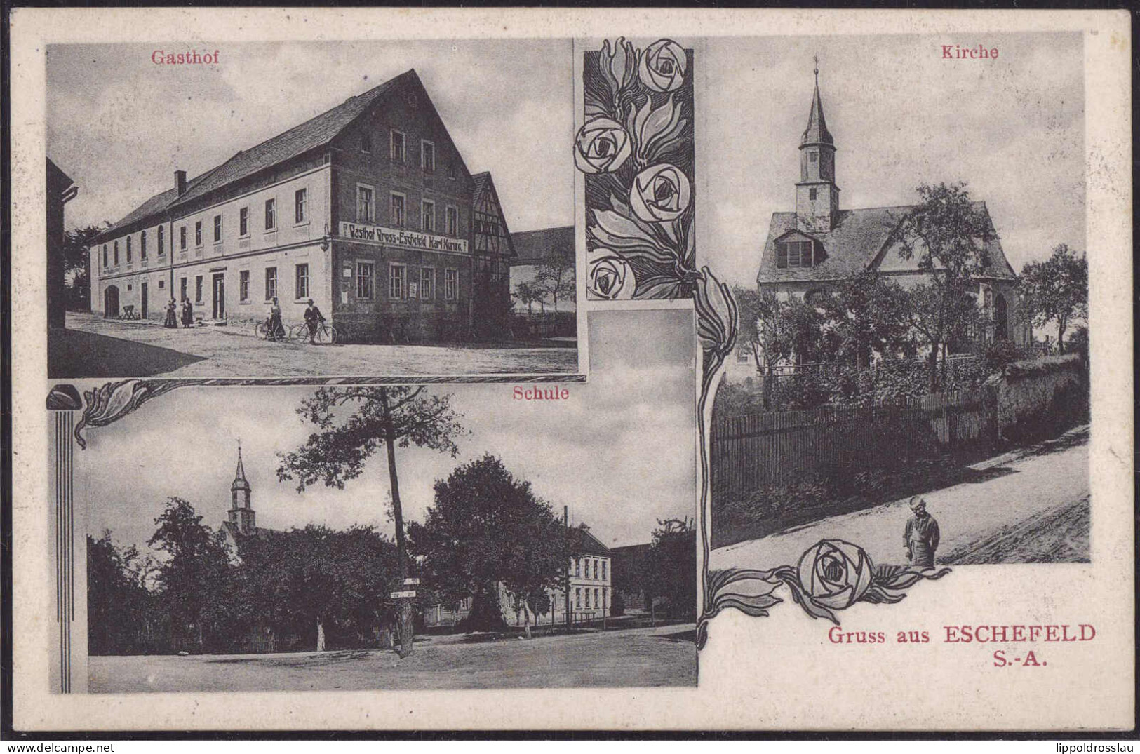 Gest. O-7231 Eschefeld Gasthaus Karl Kunze 1912 - Geithain