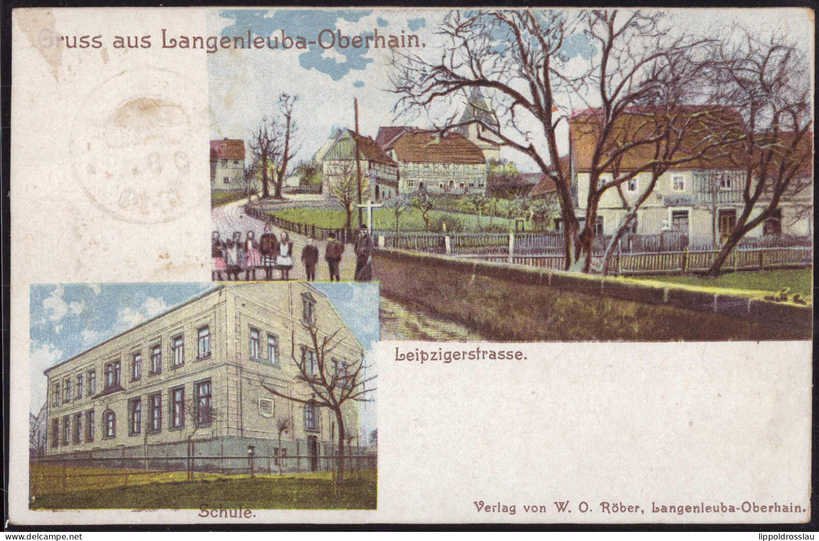 * O-7231 Langenleuba-Oberhain Leipzigerstraße 1913, Etwas Fleckig - Geithain