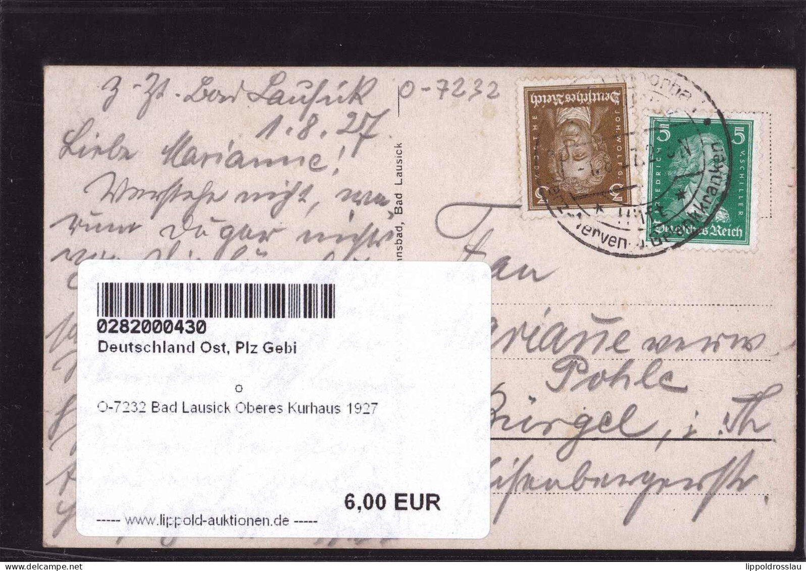 Gest. O-7232 Bad Lausick Oberes Kurhaus 1927 - Geithain