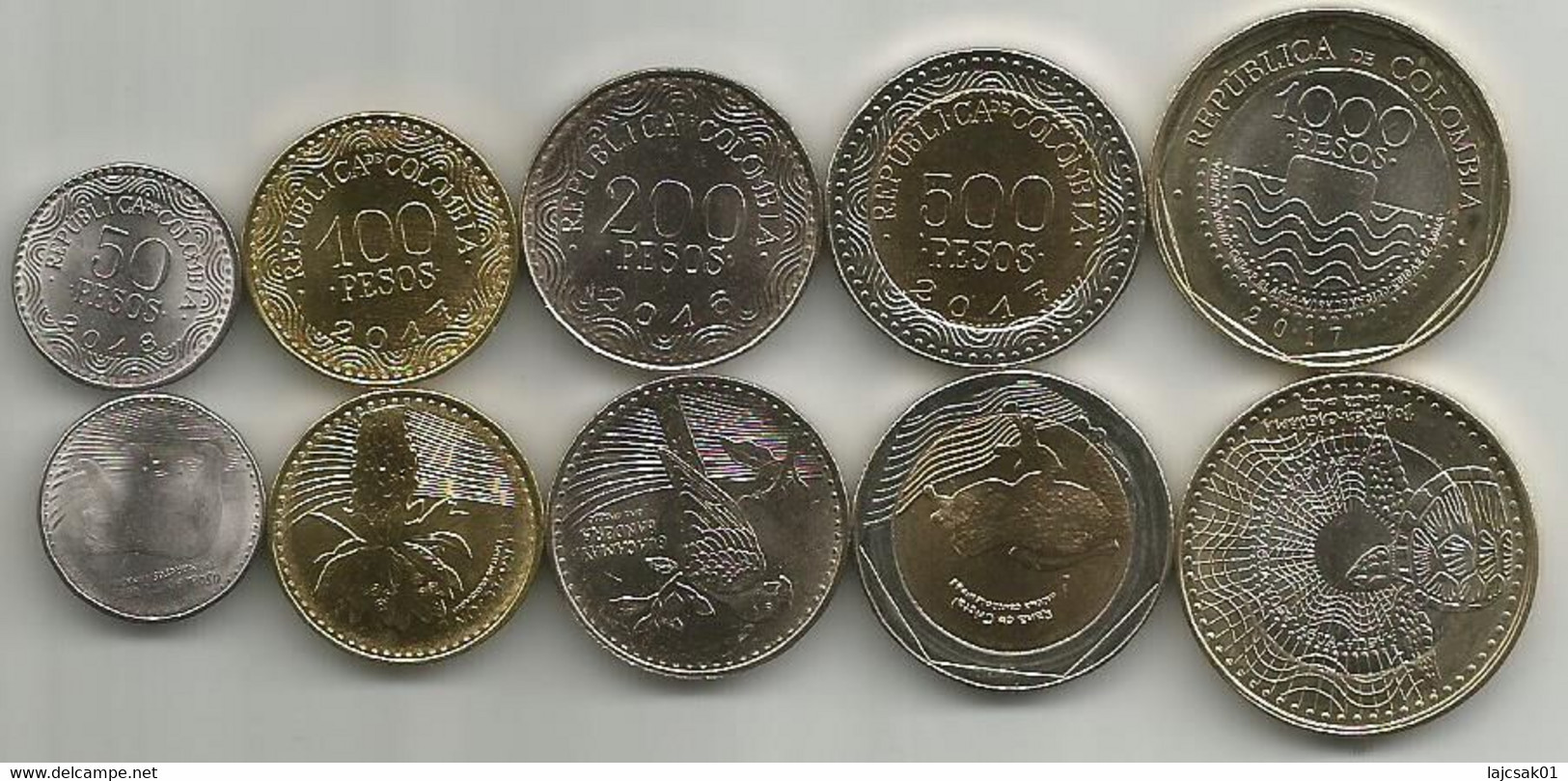 Colombia 50 - 100 - 200 - 500 - 1000 Pesos 2016/18. High Grade Set - Colombia
