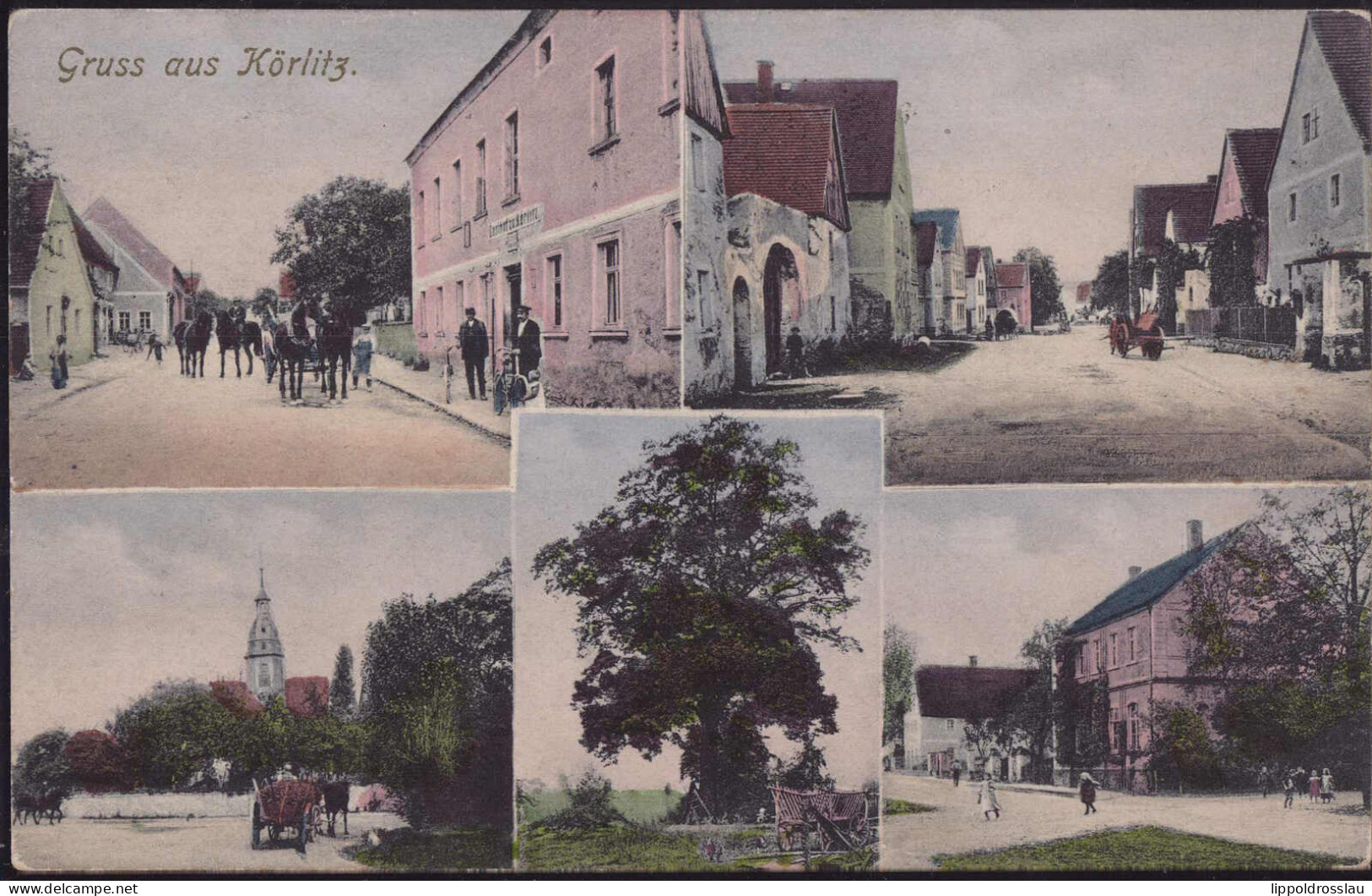 Gest. O-7251 Körlitz Gasthaus Straßenpartie 1909 - Wurzen