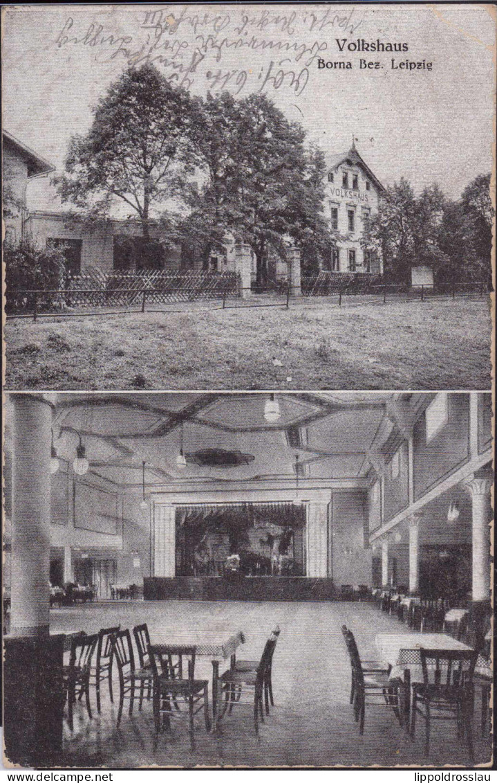 Gest. O-7260 Borna Gasthaus Volkshaus 1924, Rand Beschabt - Oschatz