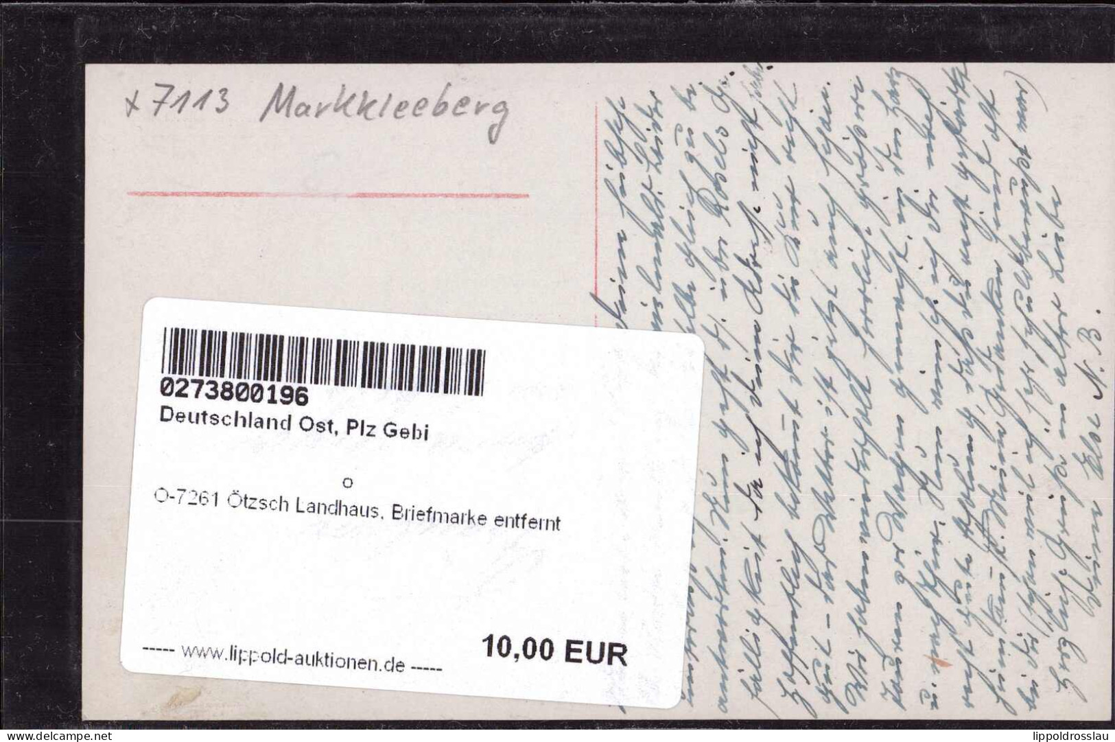 Gest. O-7261 Ötzsch Landhaus, Briefmarke Entfernt - Oschatz