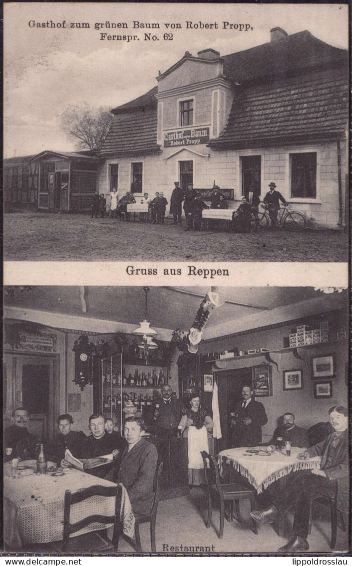 Gest. O-7261 Reppen Gasthaus Zum Grünen Baum, Feldpost 1914 - Oschatz
