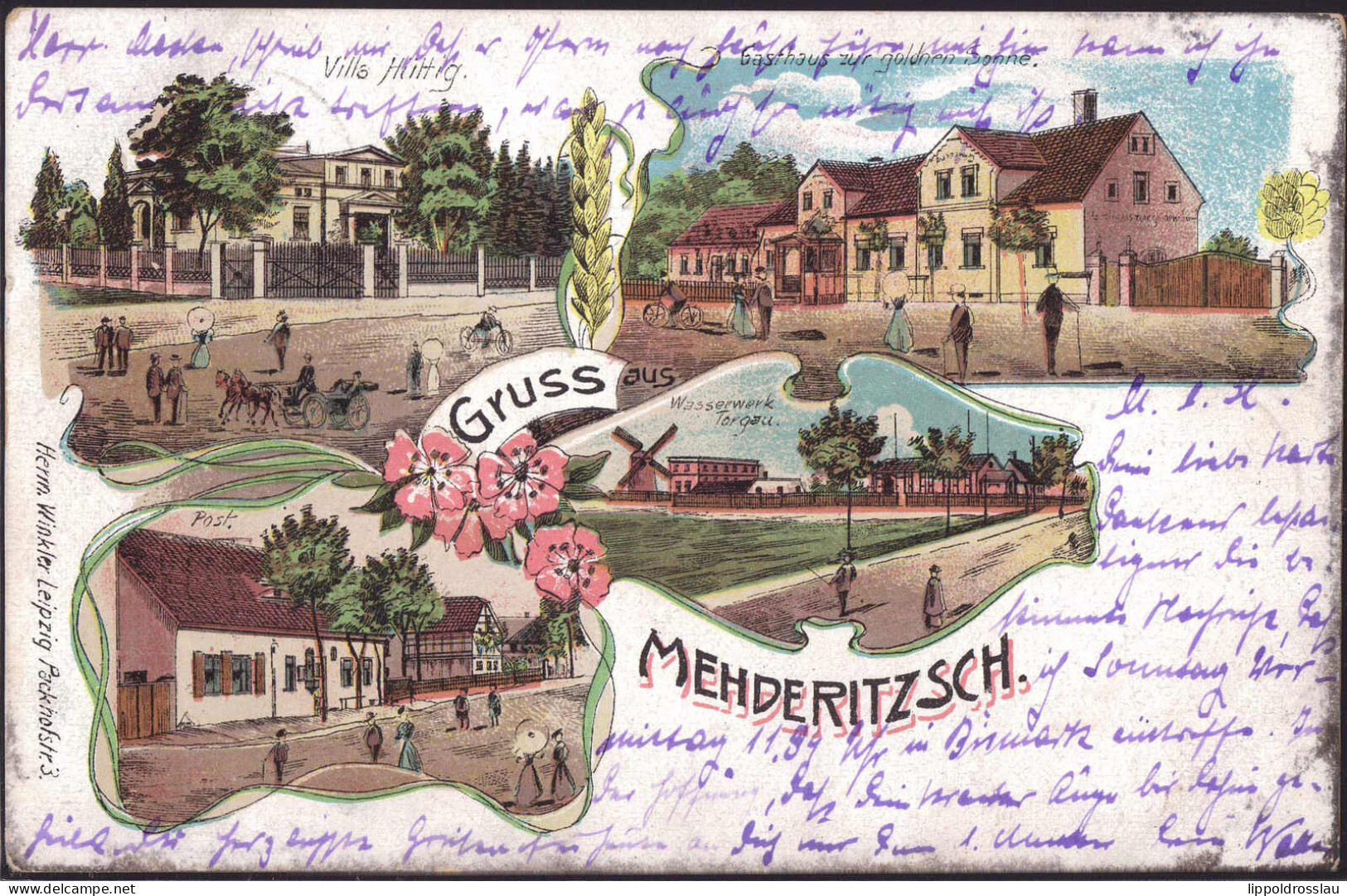 Gest. O-7295 Mehderitzsch Post Gasthaus Wasserwerk 1905 - Torgau