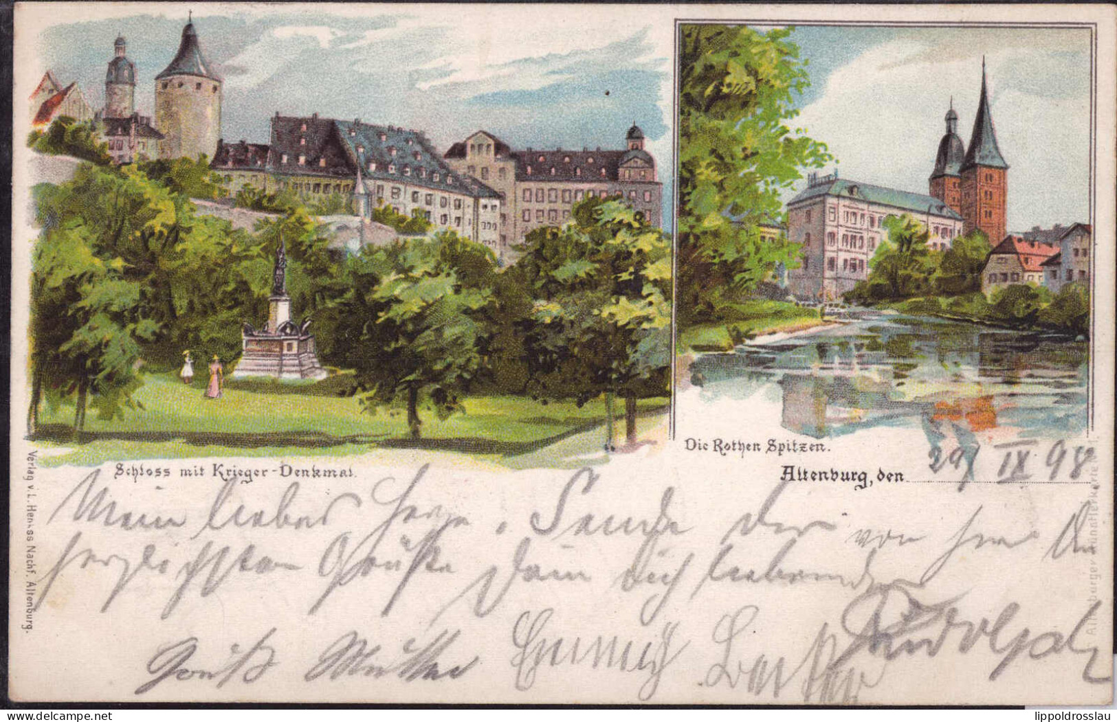 Gest. O-7400 Altenburg Kriegerdenkmal Schloß 1898 - Altenburg