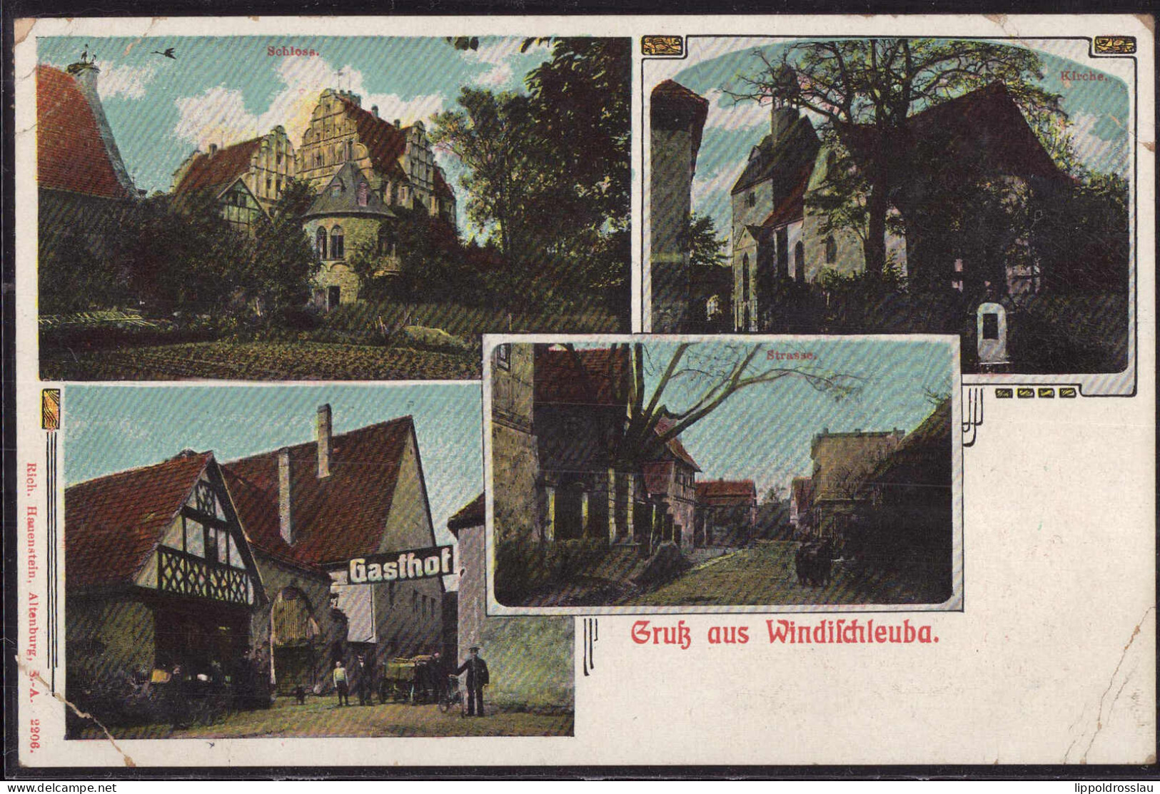 Gest. O-7401 Windischleuba Gasthaus Schloß 1912 4 X EK 1,3 Cm - Altenburg