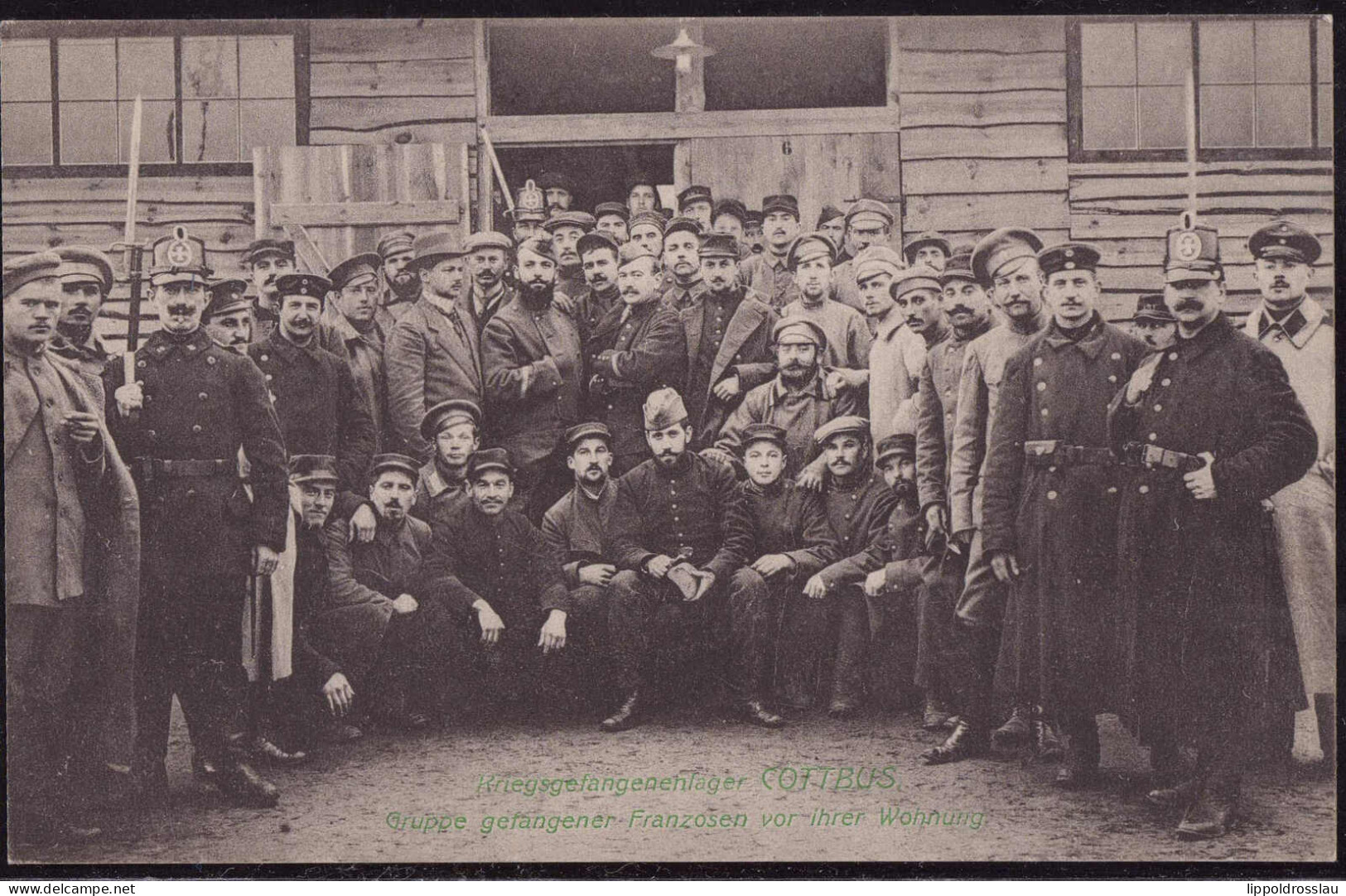 Gest. O-7500 Cottbus Kriegsgefangenenlager Gruppe Gefangener Franzosen, Feldpost 1915 - Cottbus