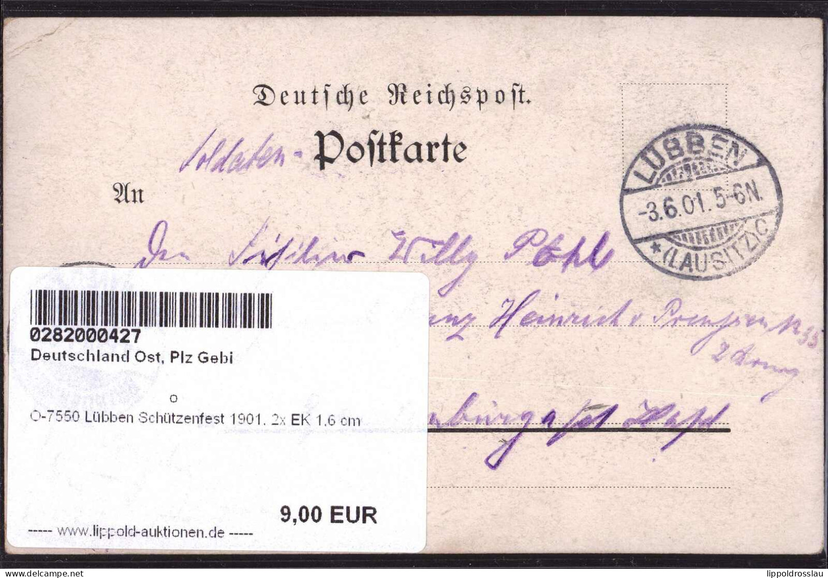 Gest. O-7550 Lübben Schützenfest 1901, 2x EK 1,6 Cm - Luebben