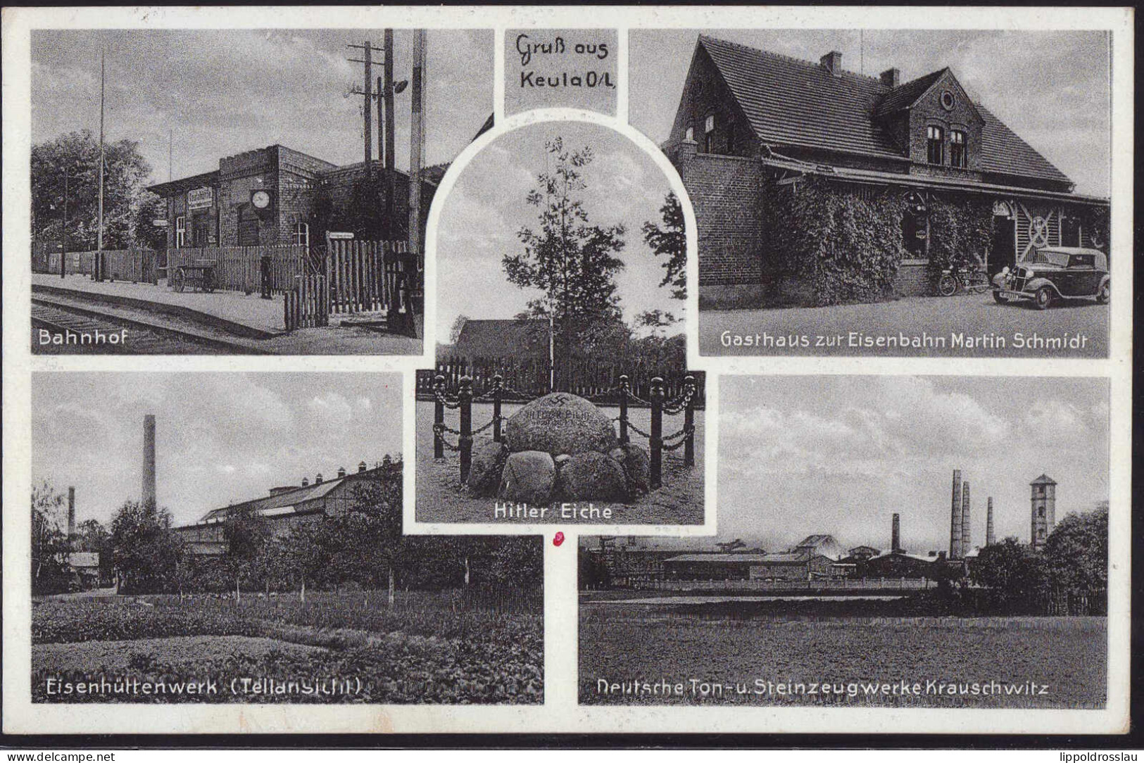 Gest. O-7701 Keula Bahnhof Gasthaus Zur Eisenbahn Eisenhüttenwerk 1937 - Hoyerswerda