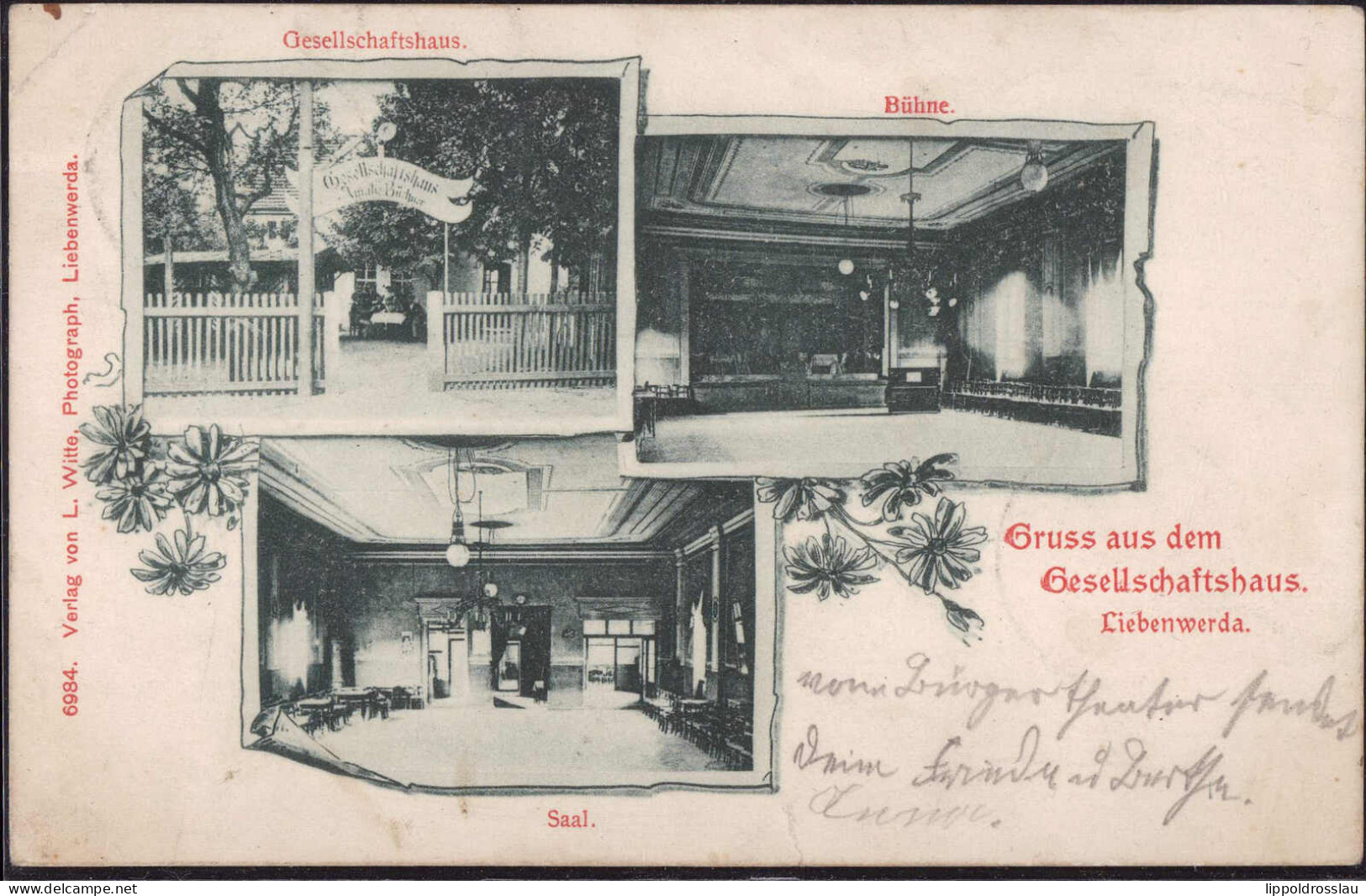 Gest. O-7950 Bad Liebenwerda Gasthaus Gesellschaftshaus 1900, EK 1cm, Min. Best. - Falkenberg