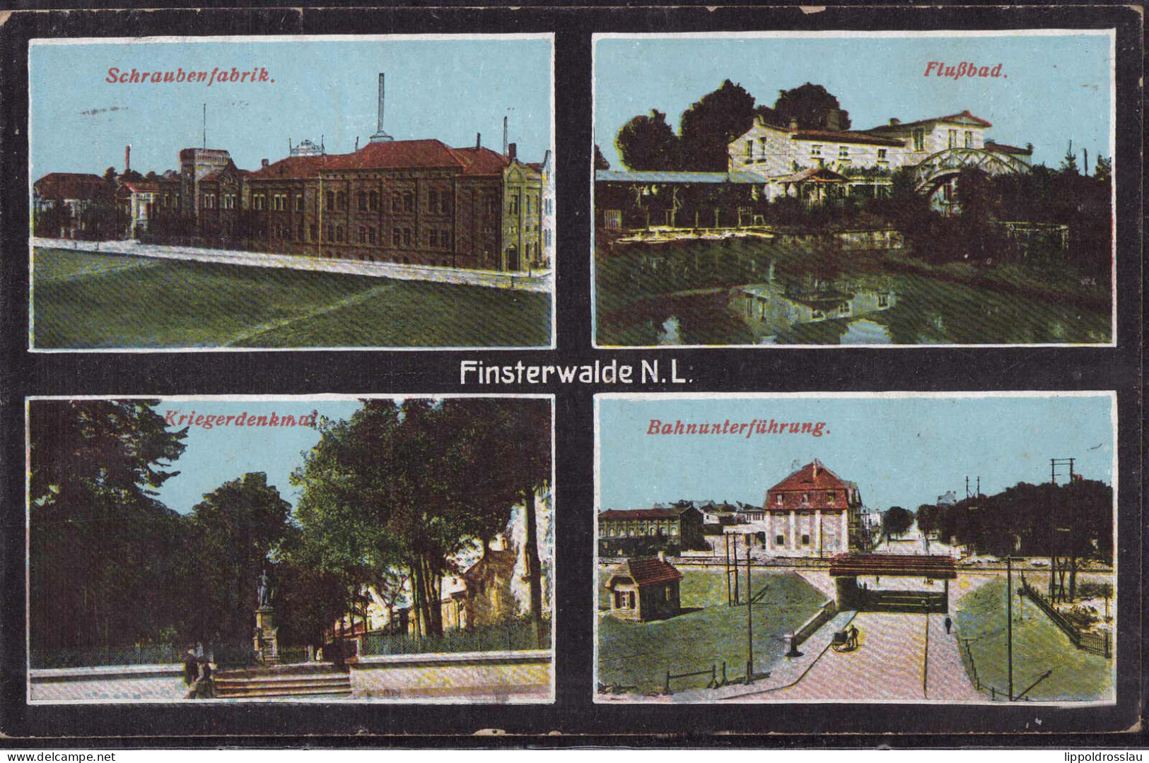 Gest. O-7980 Finsterwalde 4-Bildkarte 1917 - Finsterwalde