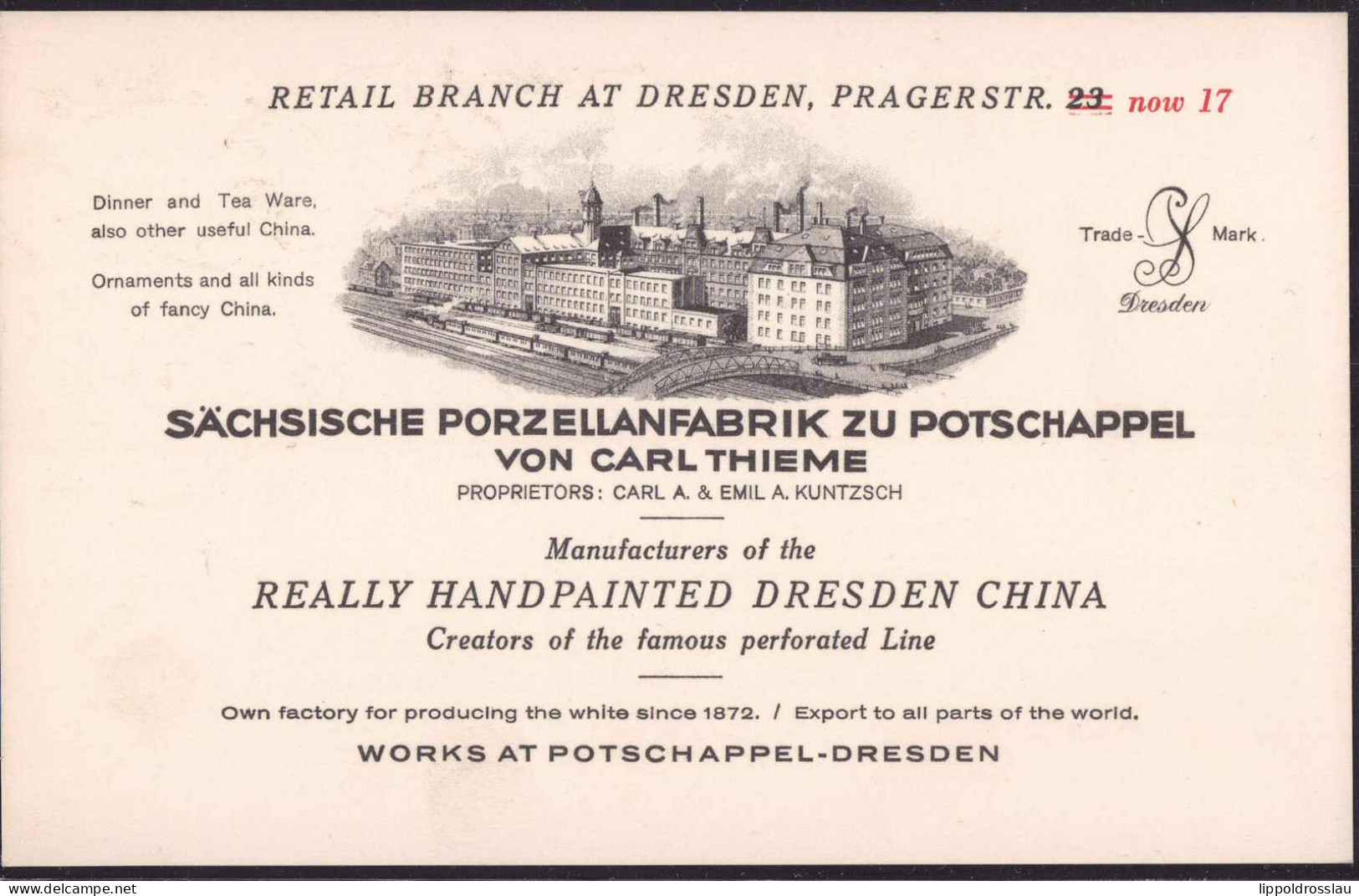 * O-8210 Potschappel Porzellanfabrik Thieme, Vertreterkarte, Keine AK - Freital