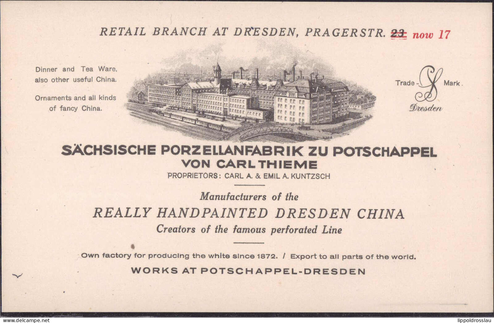 * O-8210 Potschappel Porzellanfabrik Thieme, Vertreterkarte Keine AK! - Freital