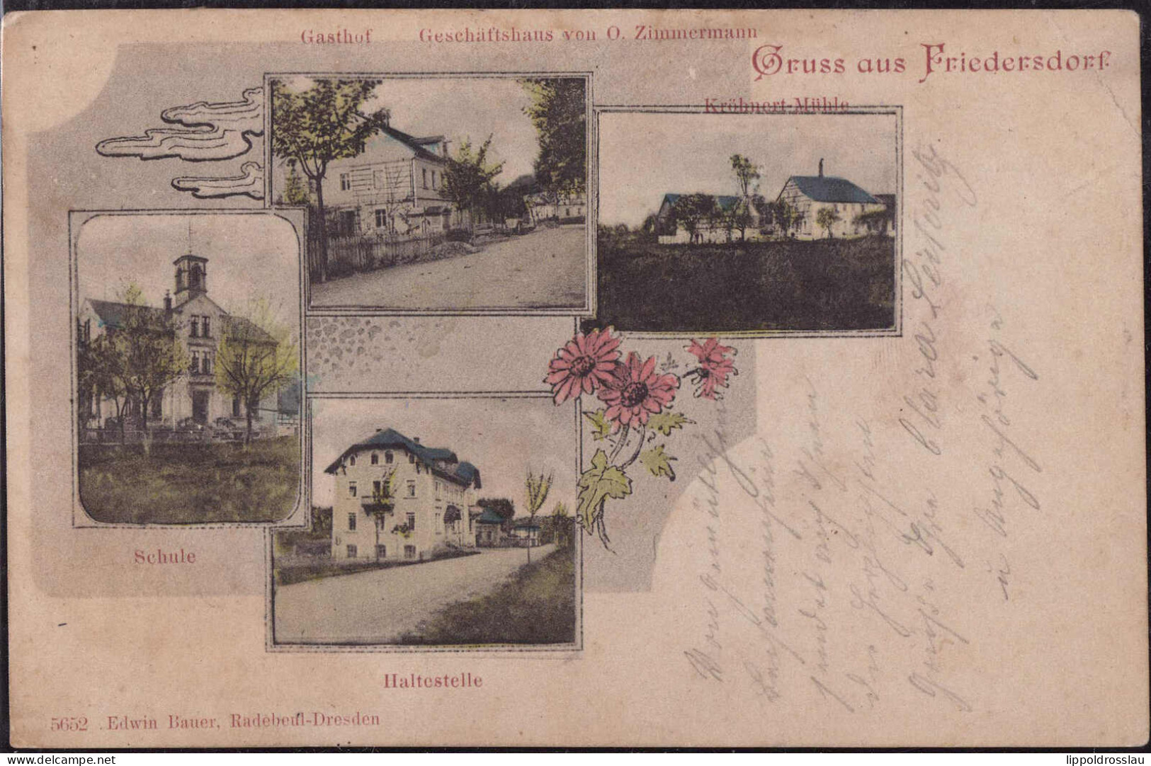 Gest. O-8214 Friedersdorf Gasthaus Zimmermann Mühle Kröbner, Briefmarke Entfernt - Freital