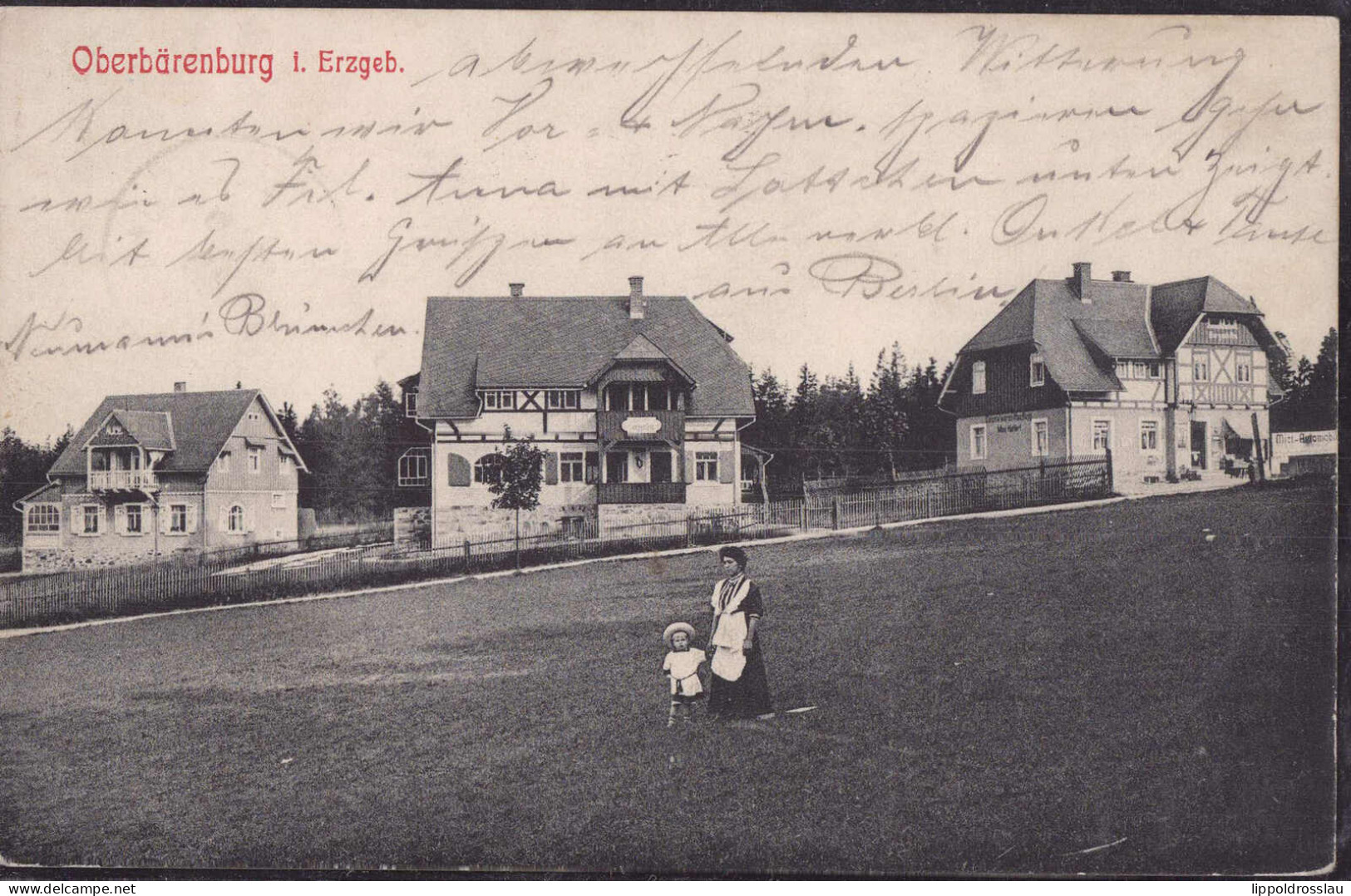 Gest. O-8231 Oberbärenburg Häuserpartie 1910 - Dippoldiswalde