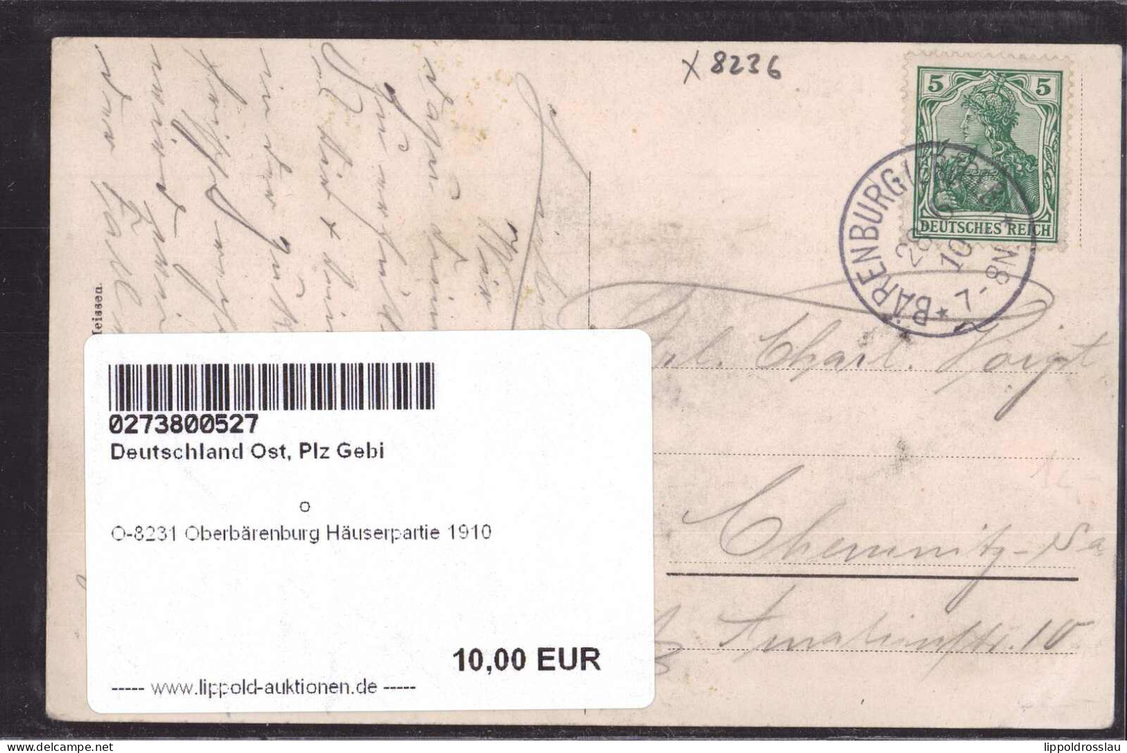 Gest. O-8231 Oberbärenburg Häuserpartie 1910 - Dippoldiswalde