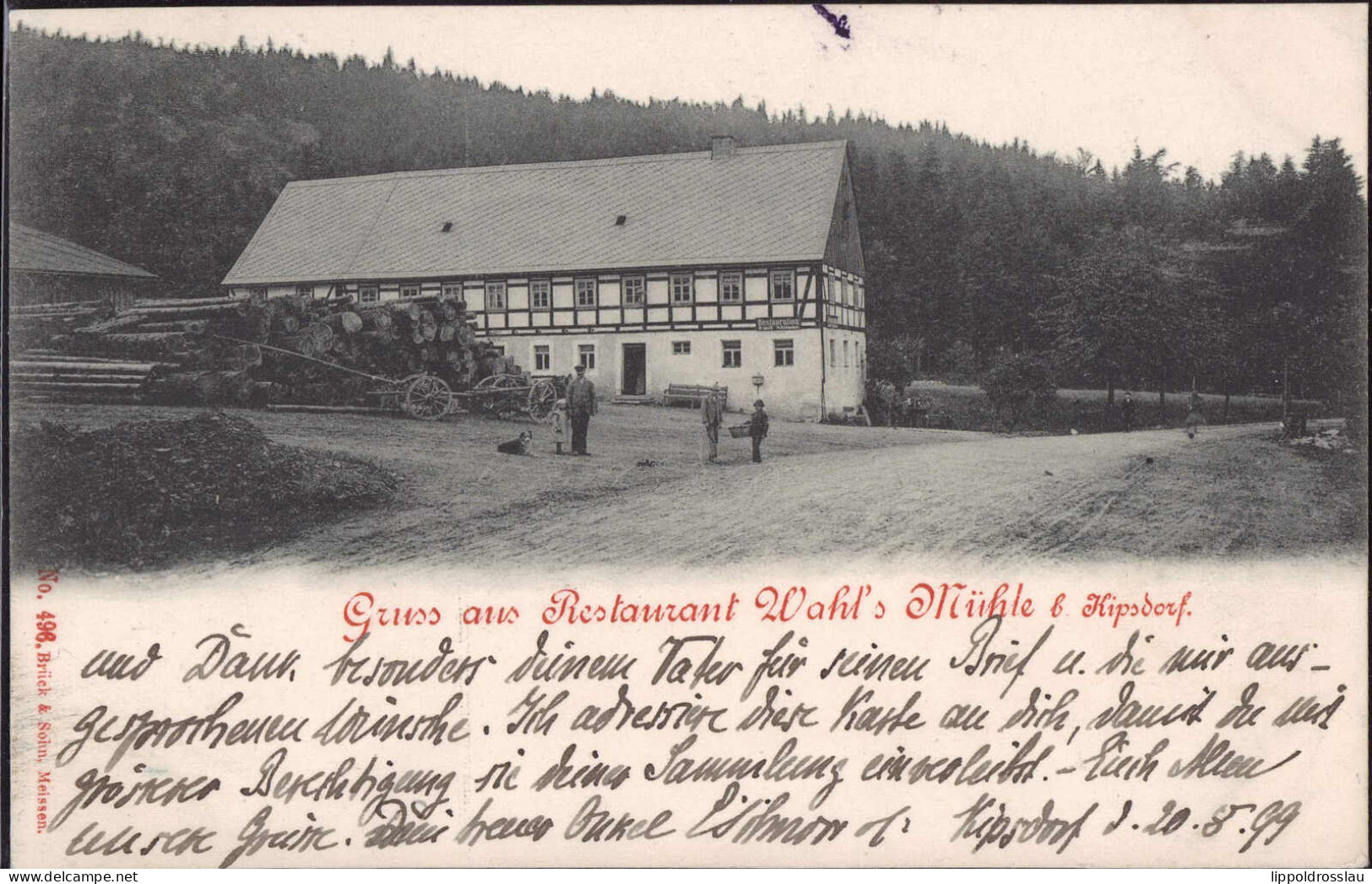 Gest. O-8242 Kipsdorf Gasthaus Wahlsmühle 1899 - Dippoldiswalde