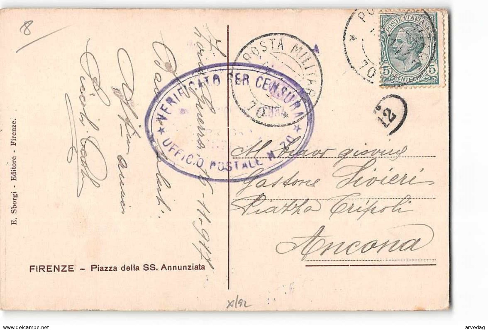 16464 POSTA MILITARE 70 - VERIFICATO CENSURA - CARTOLINA FIRENZE - Military Mail (PM)