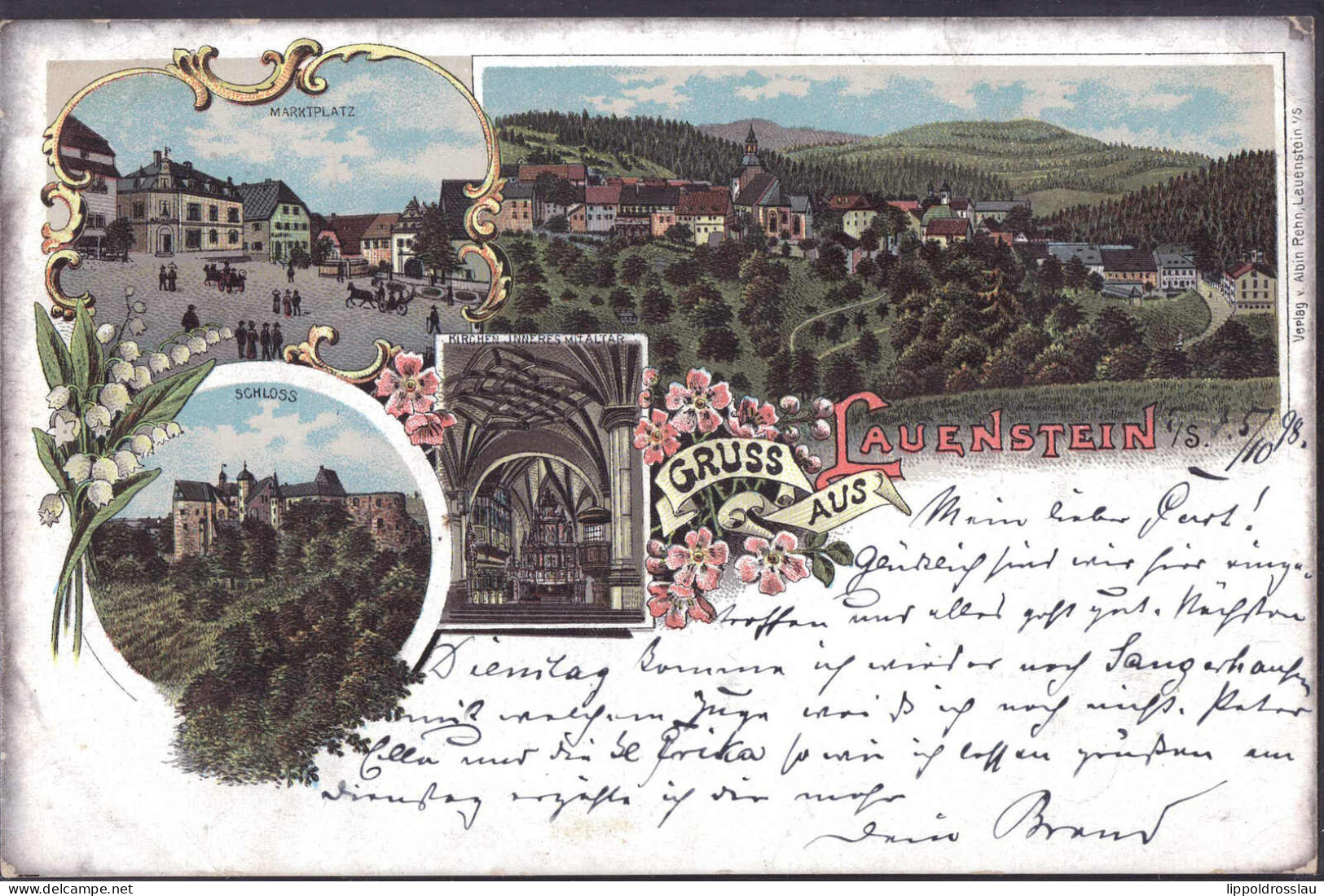 Gest. O-8246 Lauenstein Markt Schloß 1898, EK 1mm - Dippoldiswalde