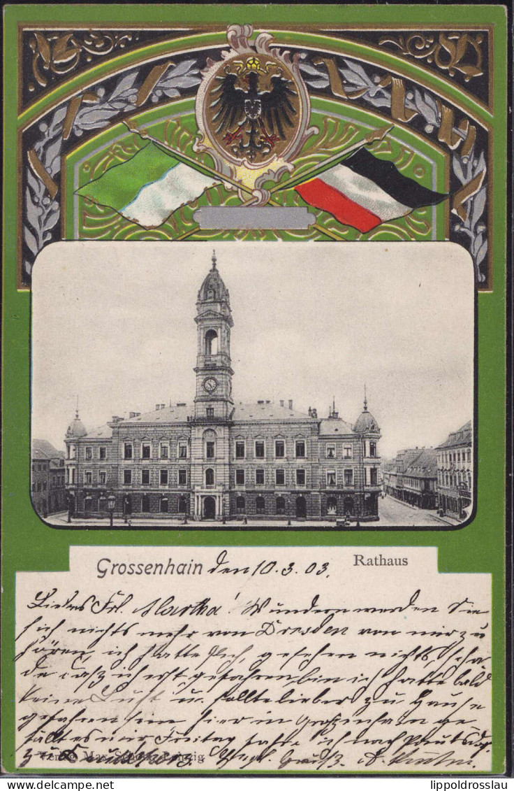 Gest. O-8280 Großenhain Rathaus Wappen-Prägekarte 1903 - Grossenhain