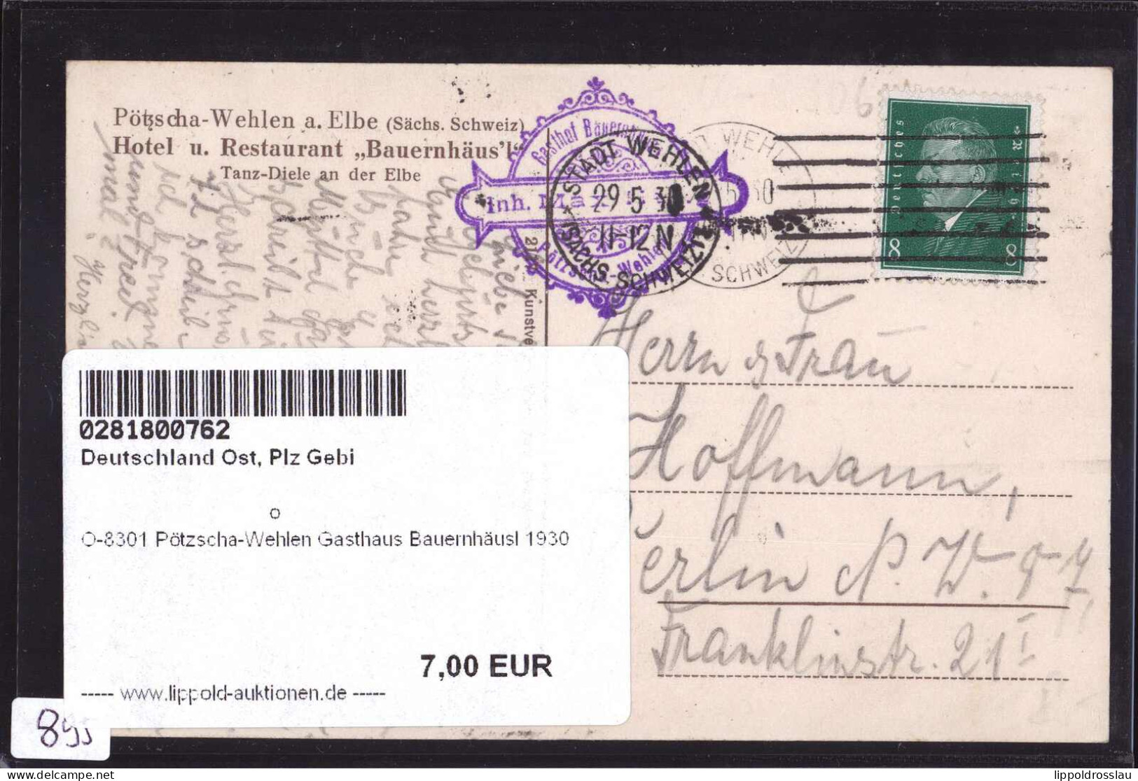 Gest. O-8301 Pötzscha-Wehlen Gasthaus Bauernhäusl 1930 - Pirna