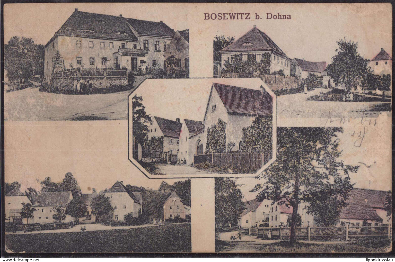 Gest. O-8305 Bosewitz Gasthaus Wohnhäuser 1922, Briefmarke Entfernt - Pirna