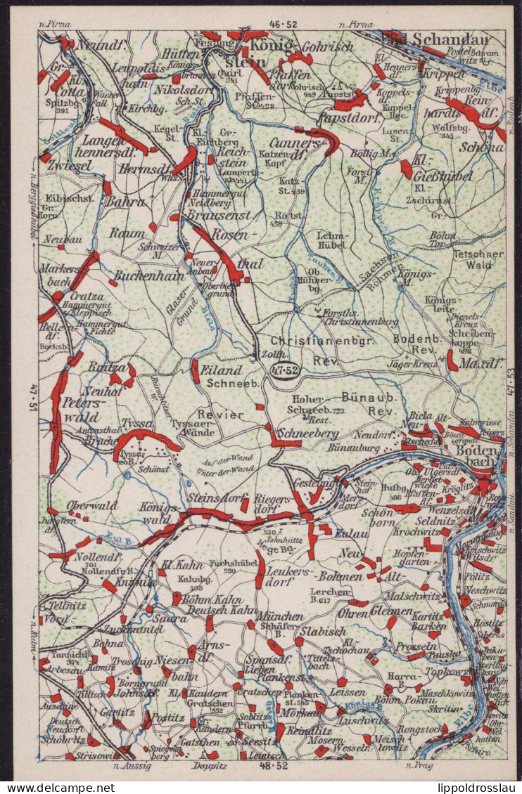 * O-8320 Bad Schandau Wona-Umgebungskarte 47-52 - Pirna