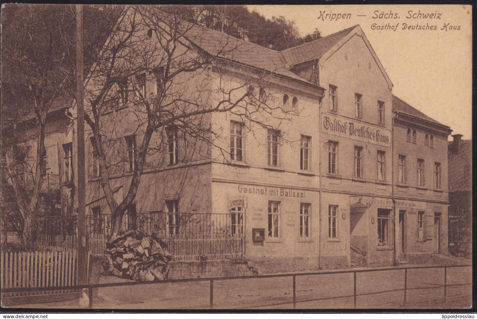 Gest. O-8322 Krippen Gasthaus Deutsches Haus 1927 - Pirna