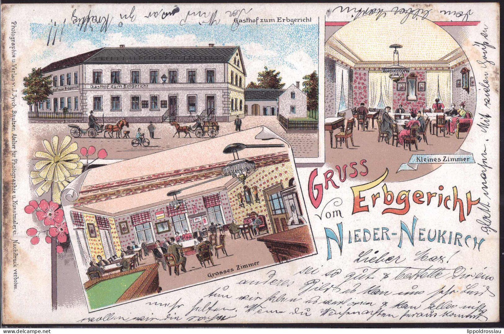 Gest. O-8505 Niederneukirch Gasthaus Zum Erbgericht, Soldatenpost 1907 - Bischofswerda