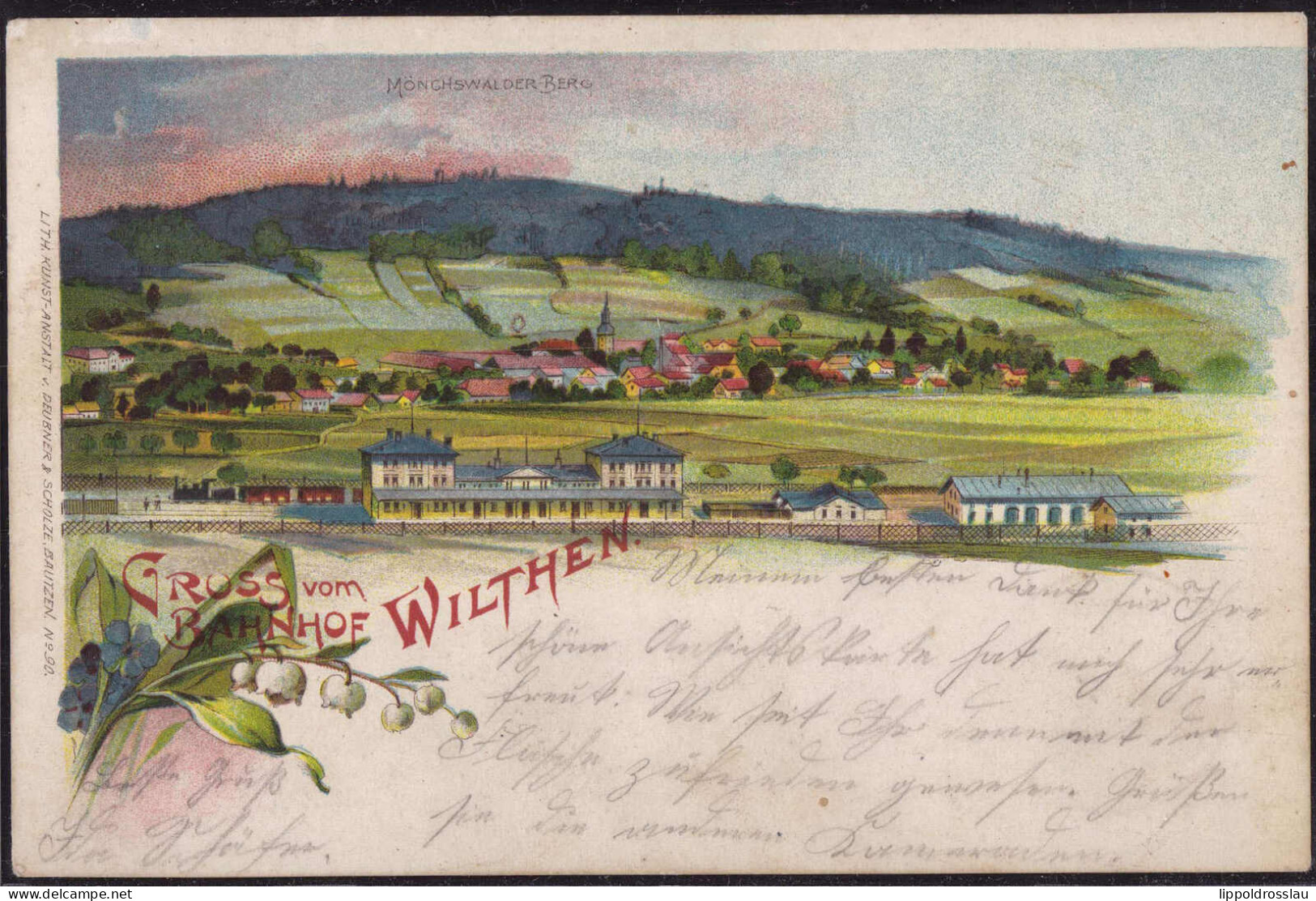 Gest. O-8609 Wilthen Bahnhof Blick Zum Ort 1901, Briefmarke Entfernt - Bautzen