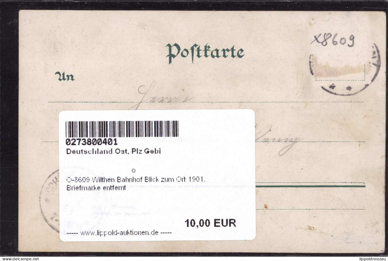 Gest. O-8609 Wilthen Bahnhof Blick Zum Ort 1901, Briefmarke Entfernt - Bautzen