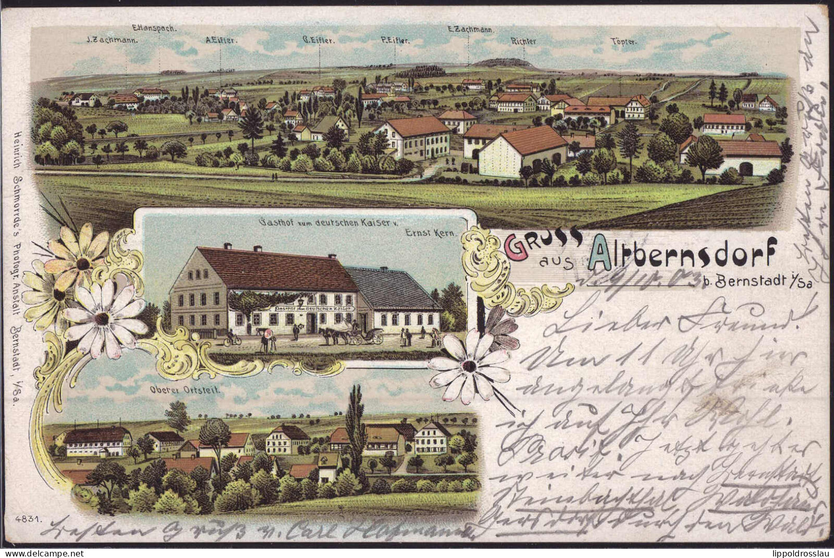 Gest. O-8703 Altbernsdorf Gasthaus Zum Deutschen Kaiser 1903 - Loebau