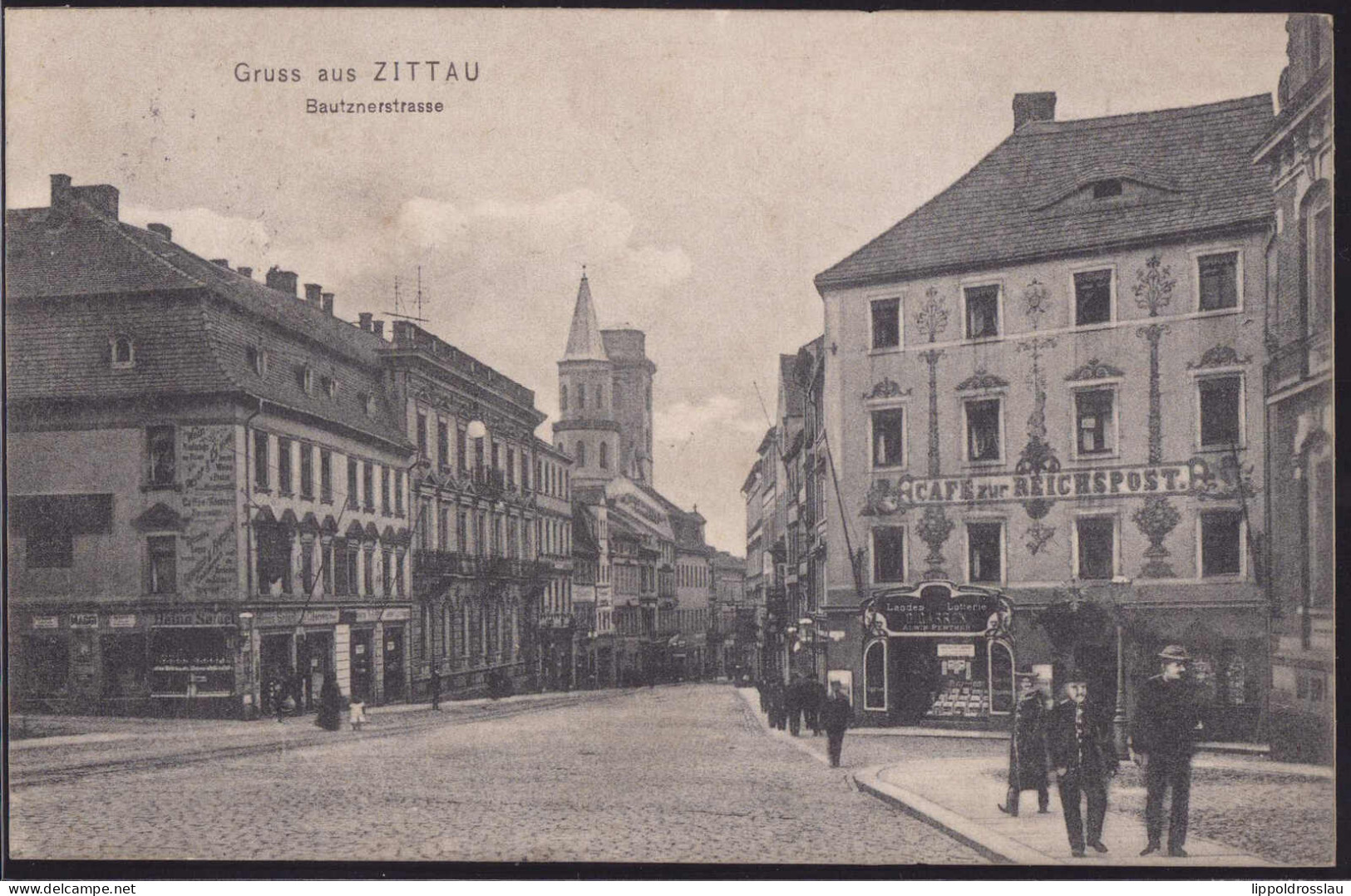 Gest. O-8800 Zittau Bautzner Straße Cafe Zur Reichspost 1908 - Zittau