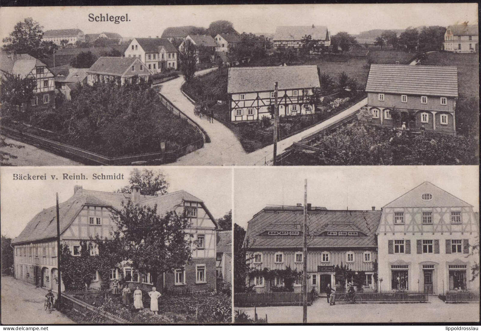 Gest. O-8801 Schlegel Bäckerei Schmidt Gasthaus, Feldpost 1918 - Zittau