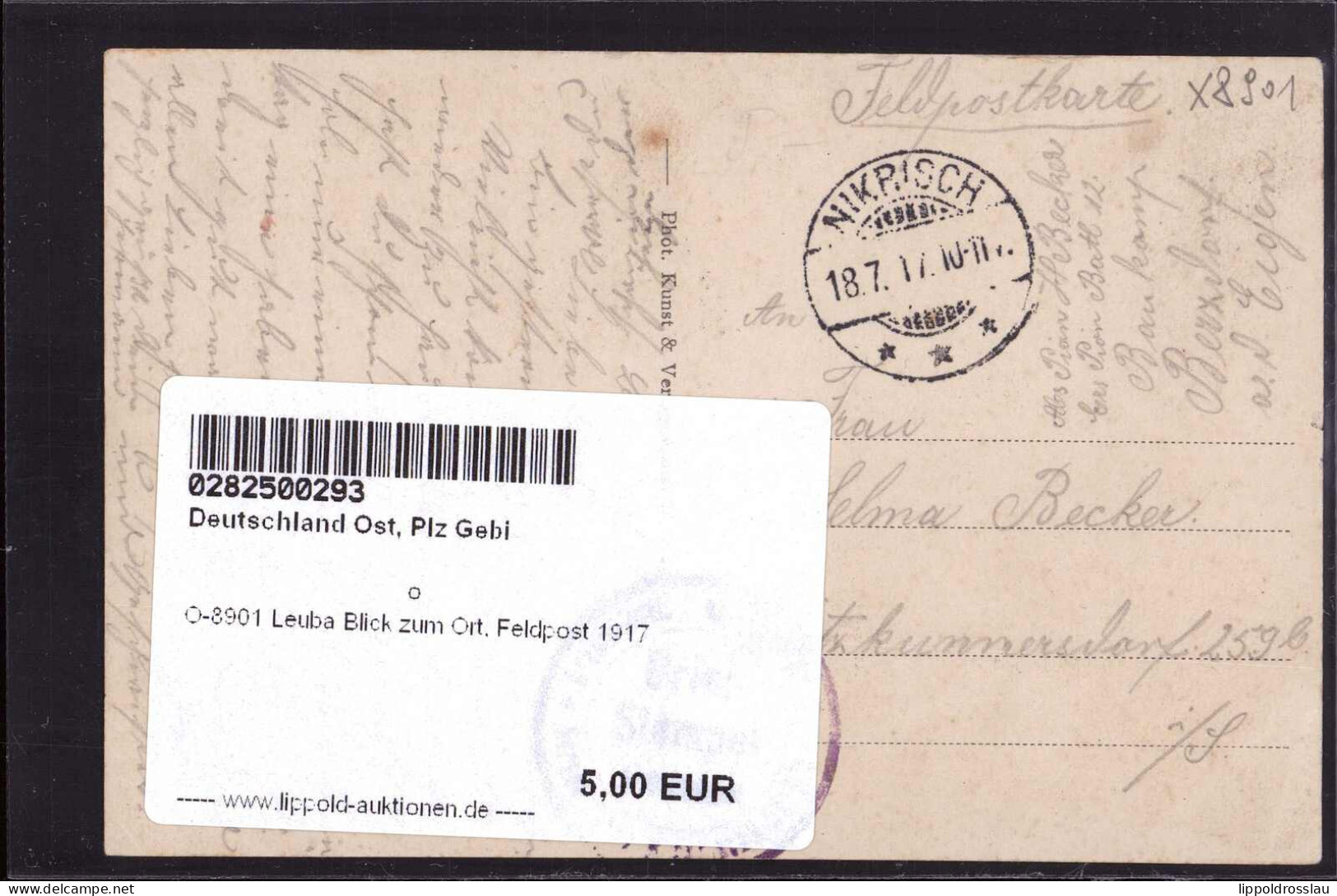 Gest. O-8901 Leuba Blick Zum Ort, Feldpost 1917 - Goerlitz