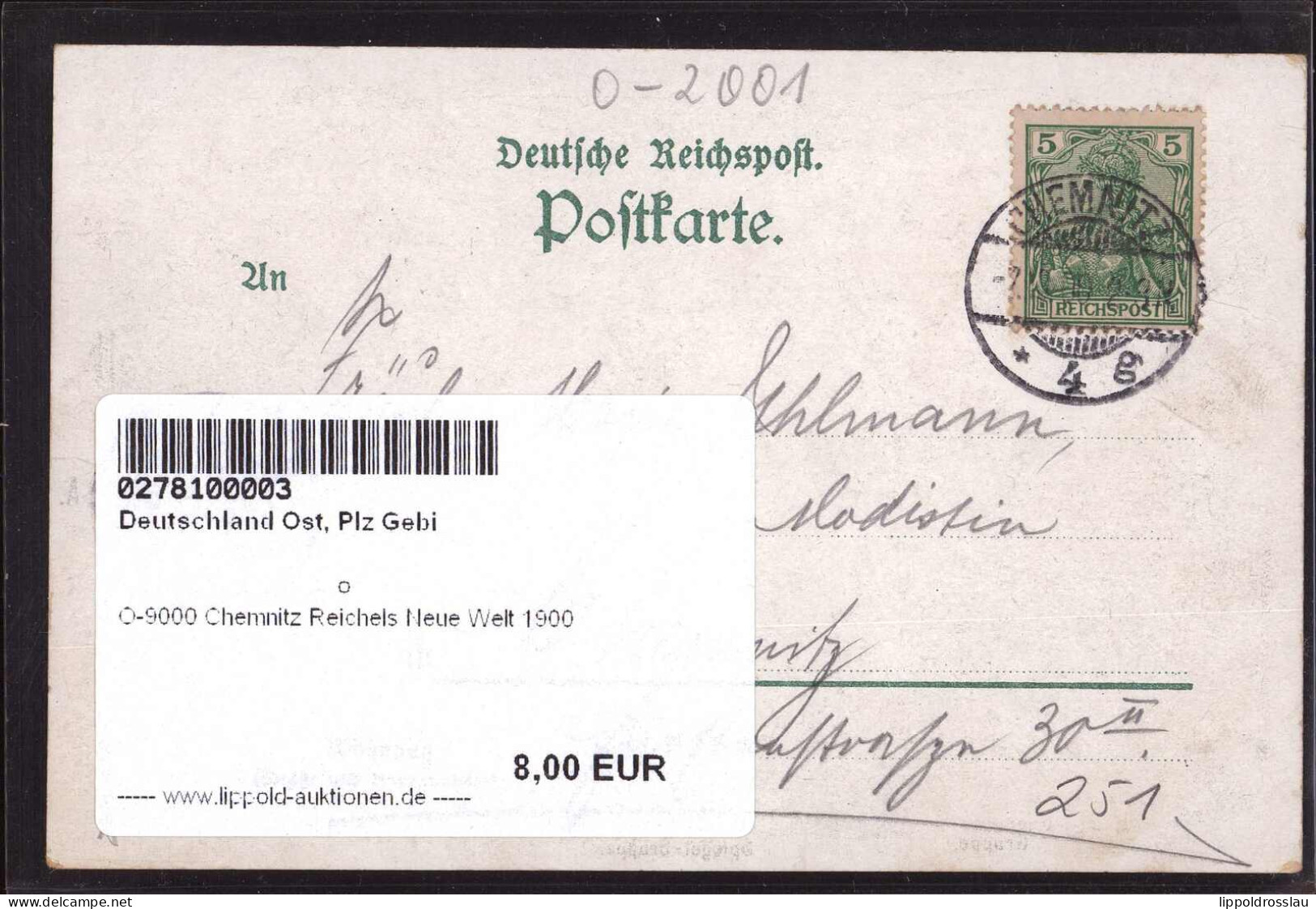 Gest. O-9000 Chemnitz Reichels Neue Welt 1900 - Chemnitz (Karl-Marx-Stadt 1953-1990)