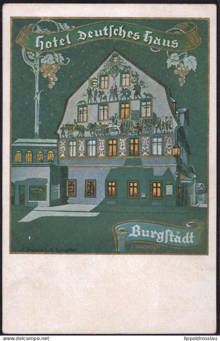 * O-9112 Burgstädt Hotel Gasthaus Deutsches Haus, Min. Bug 1cm - Chemnitz (Karl-Marx-Stadt 1953-1990)